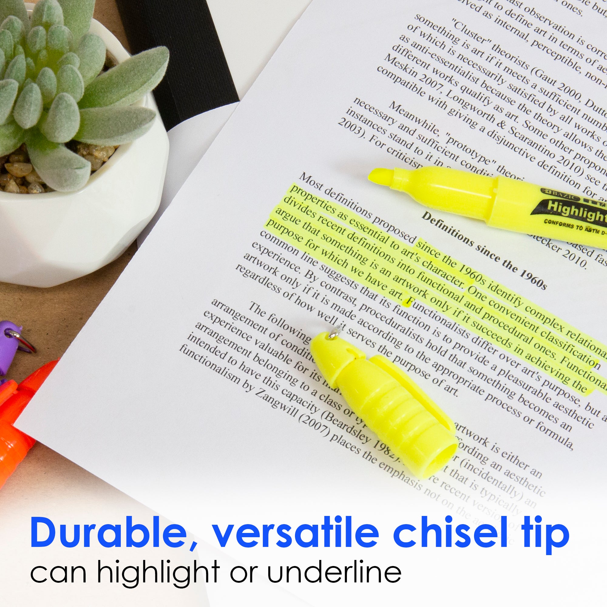 Mini Fluorescent Highlighter, Chisel Tip, 5 Count