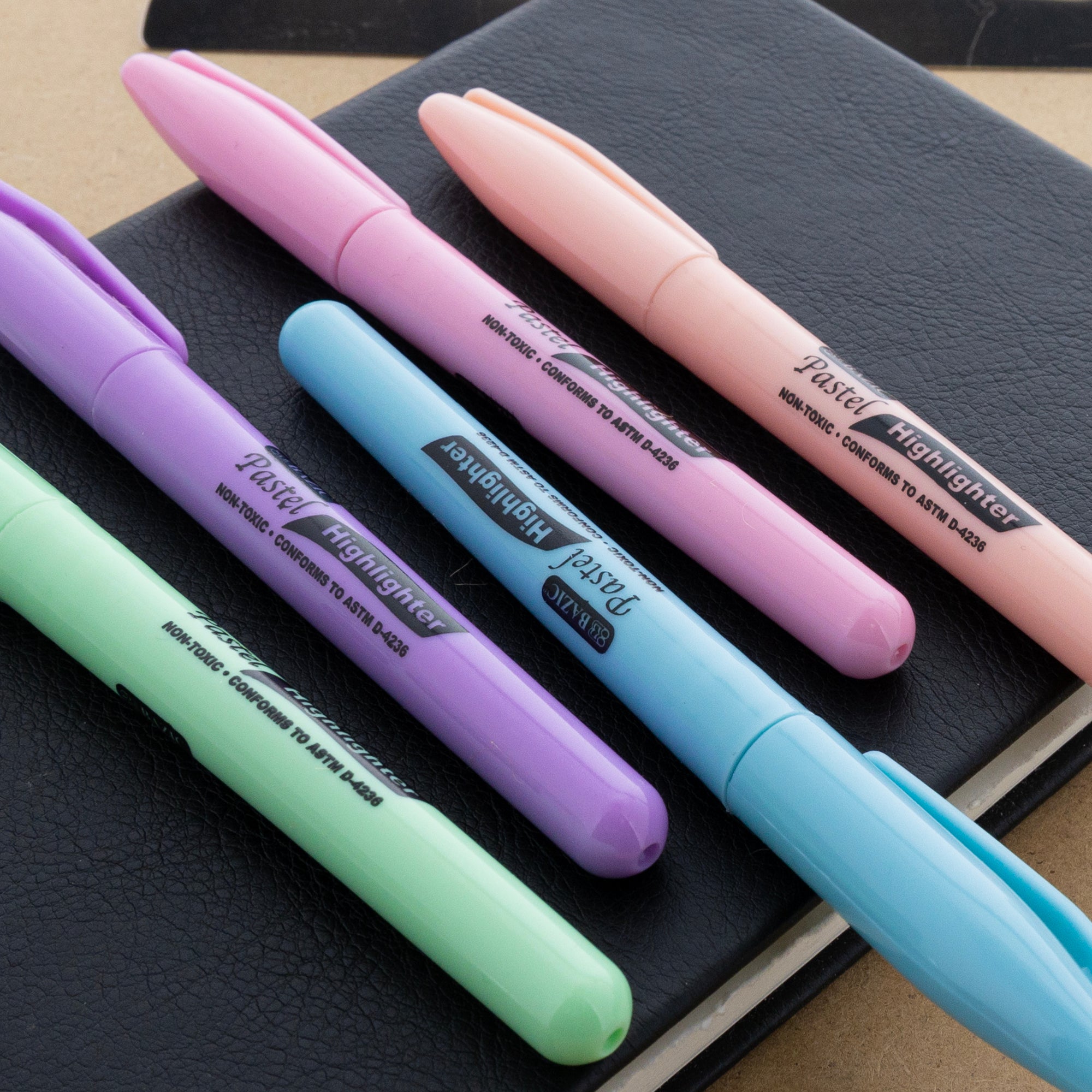 Assorted Pastel Highlighters, Pen-Style, 5-Count