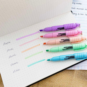 Mini Pastel Assorted Colors Highlighter w/ Cap Clip (5/Pack)