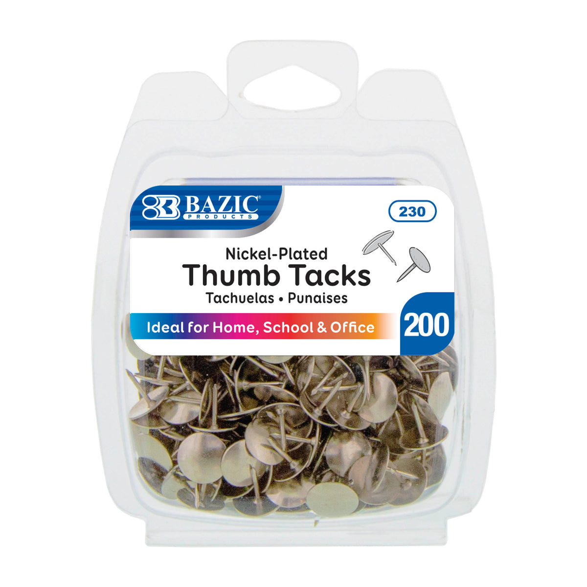 BAZIC Thumb Tacks, Nickel Silver