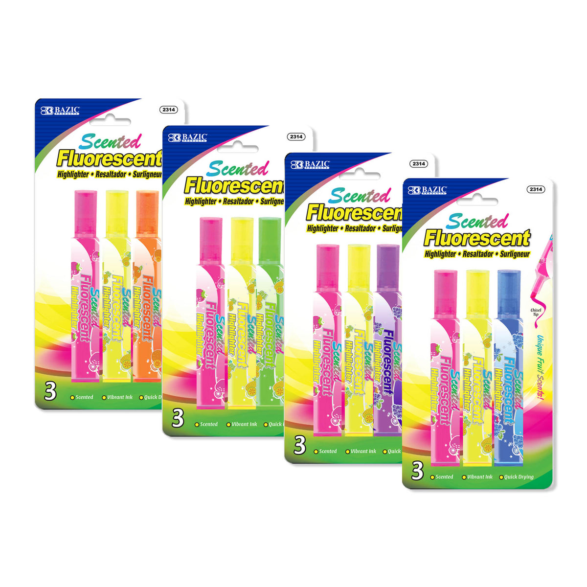 Fruit Scented Highlighters, Chisel Tip, Assorted