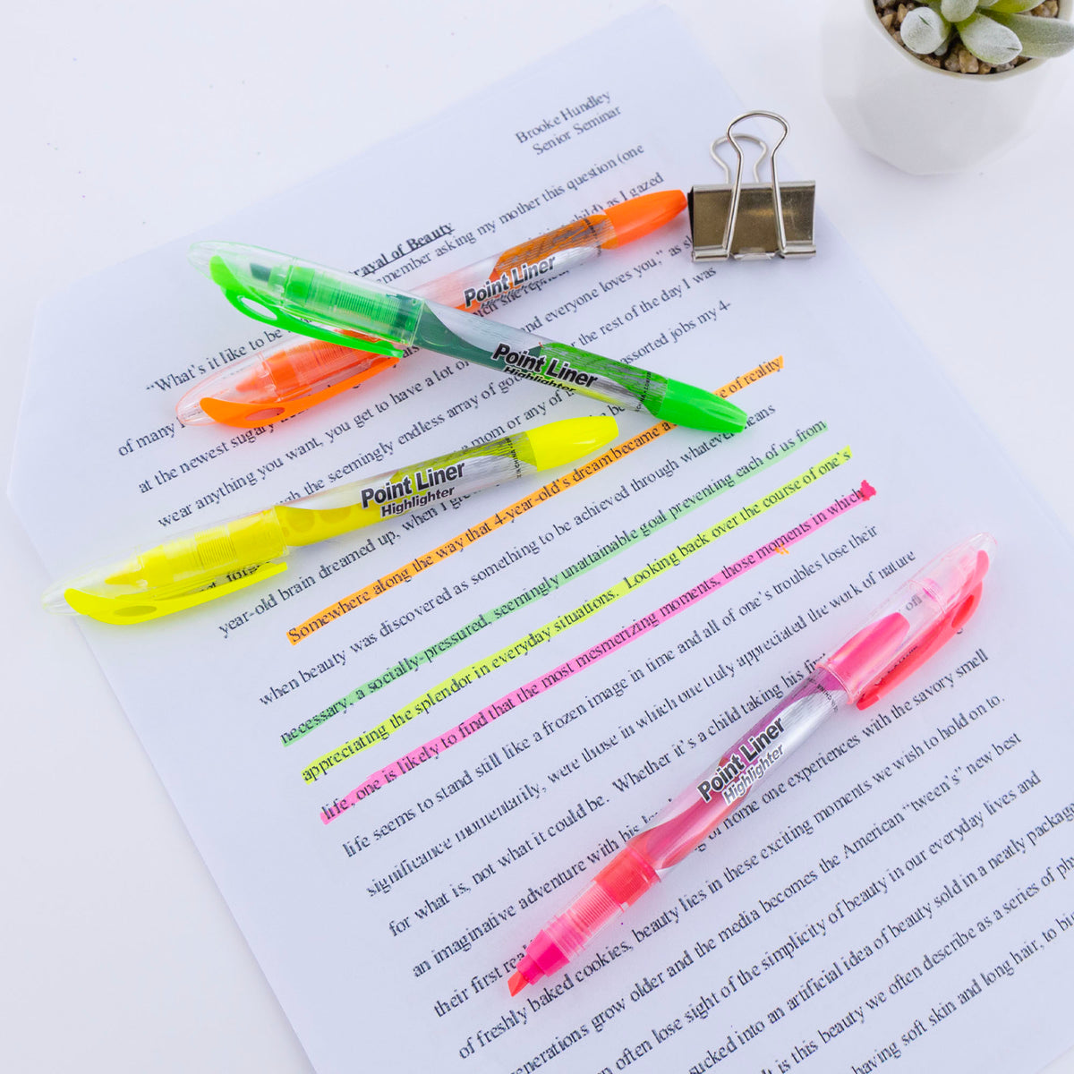 Liquid Ink Highlighters, Pen Style, See-Through