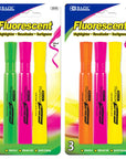 Desk Style Fluorescent Highlighters (3/Pack)