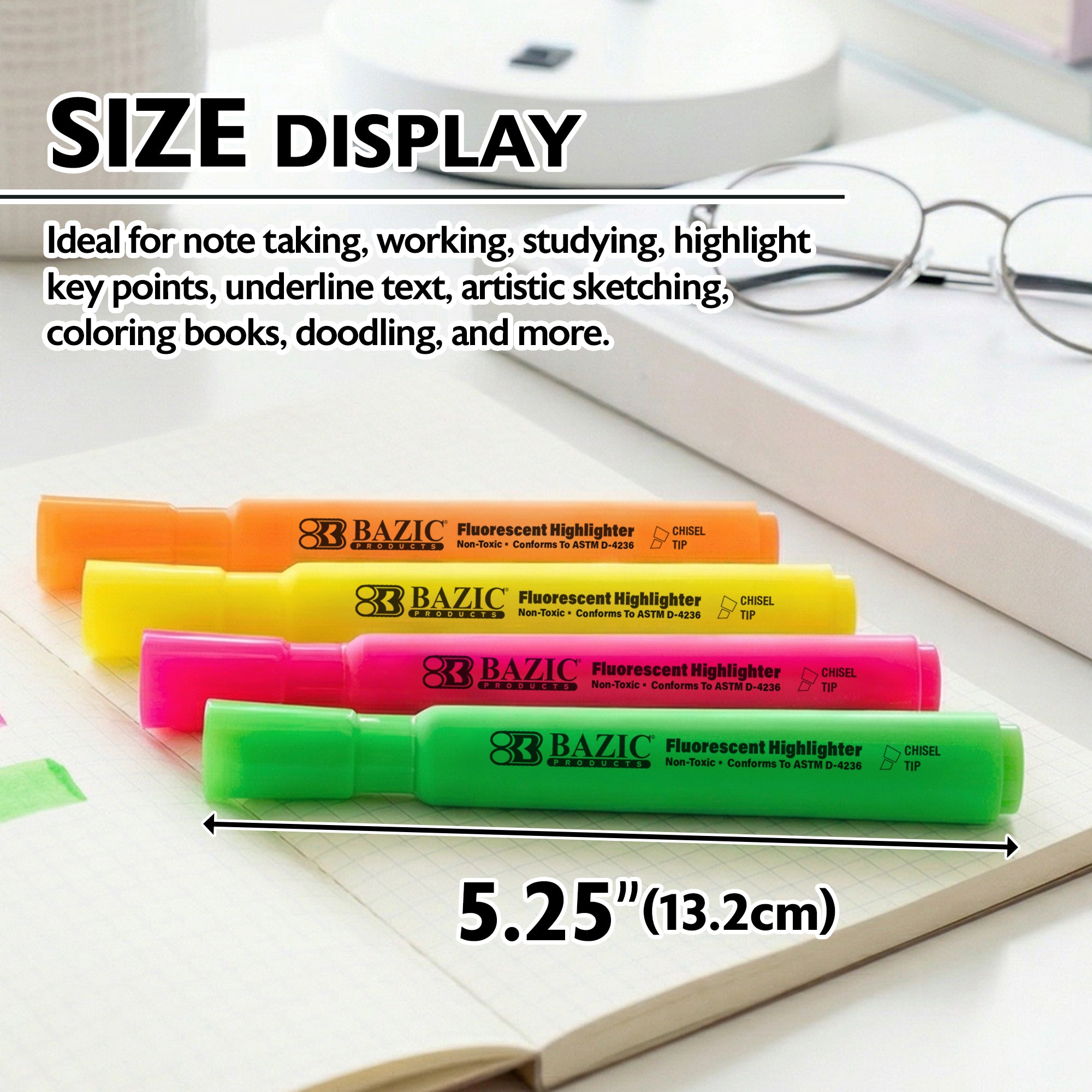 Desk Style Fluorescent Highlighters (3/Pack)