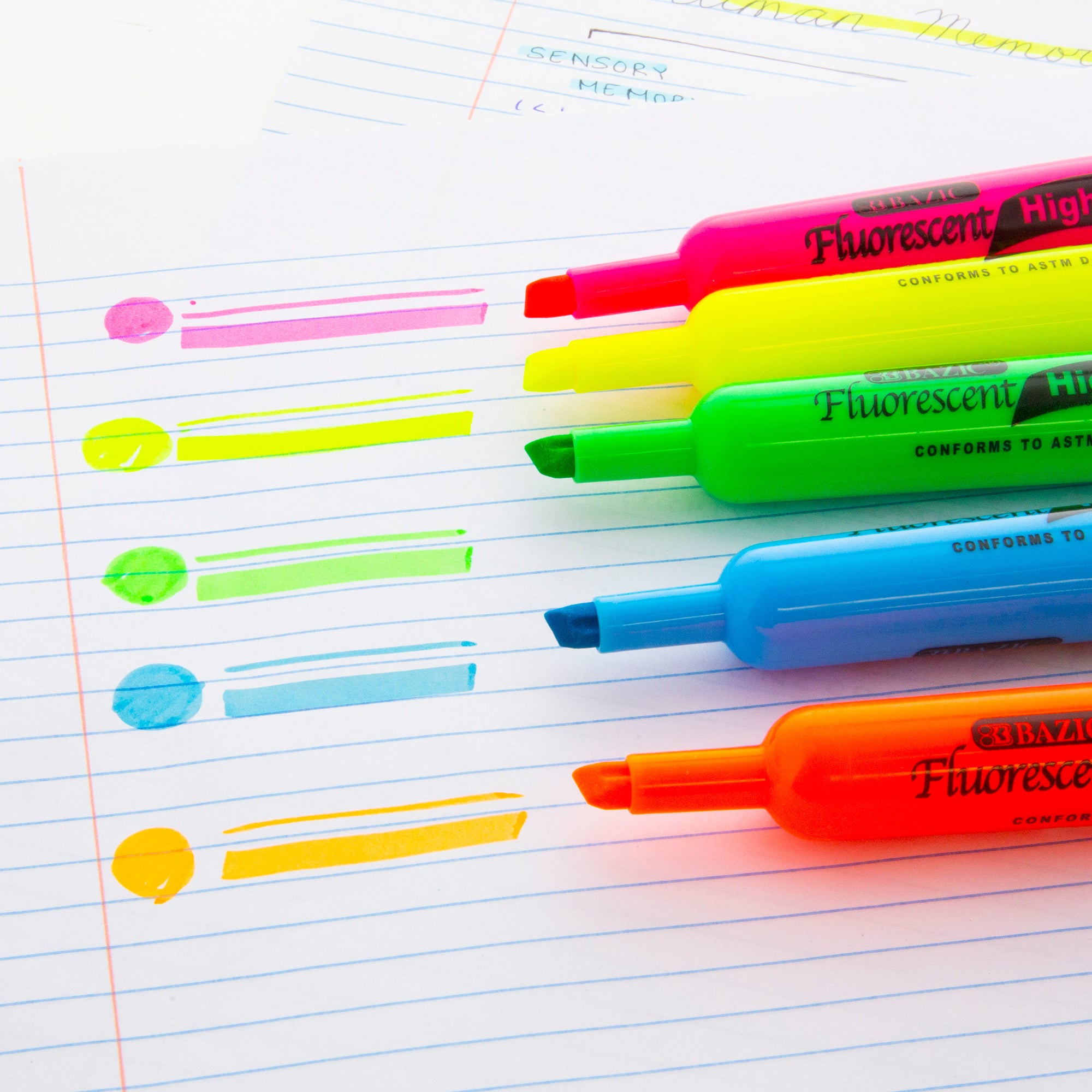 Assorted Fluorescent Highlighters, Desk-Style, 12-Count