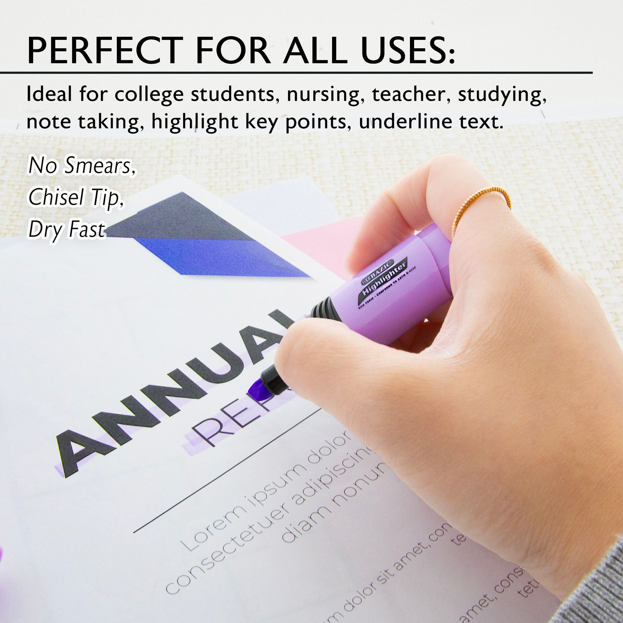 Assorted Pastel Highlighters, Mini Desk-Style, 4-Count