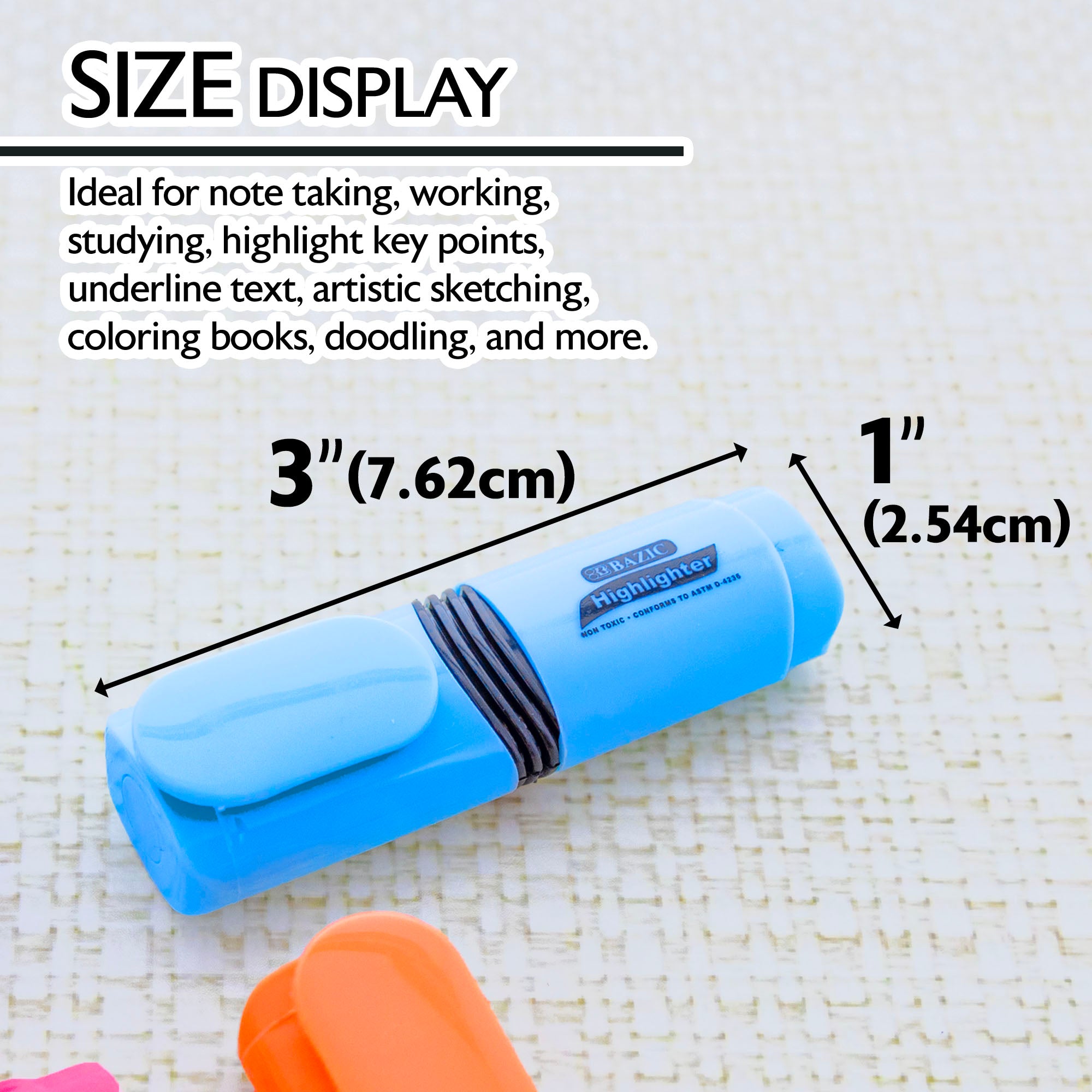 Assorted Fluorescent Highlighters, Mini Desk-Style, 4-Count