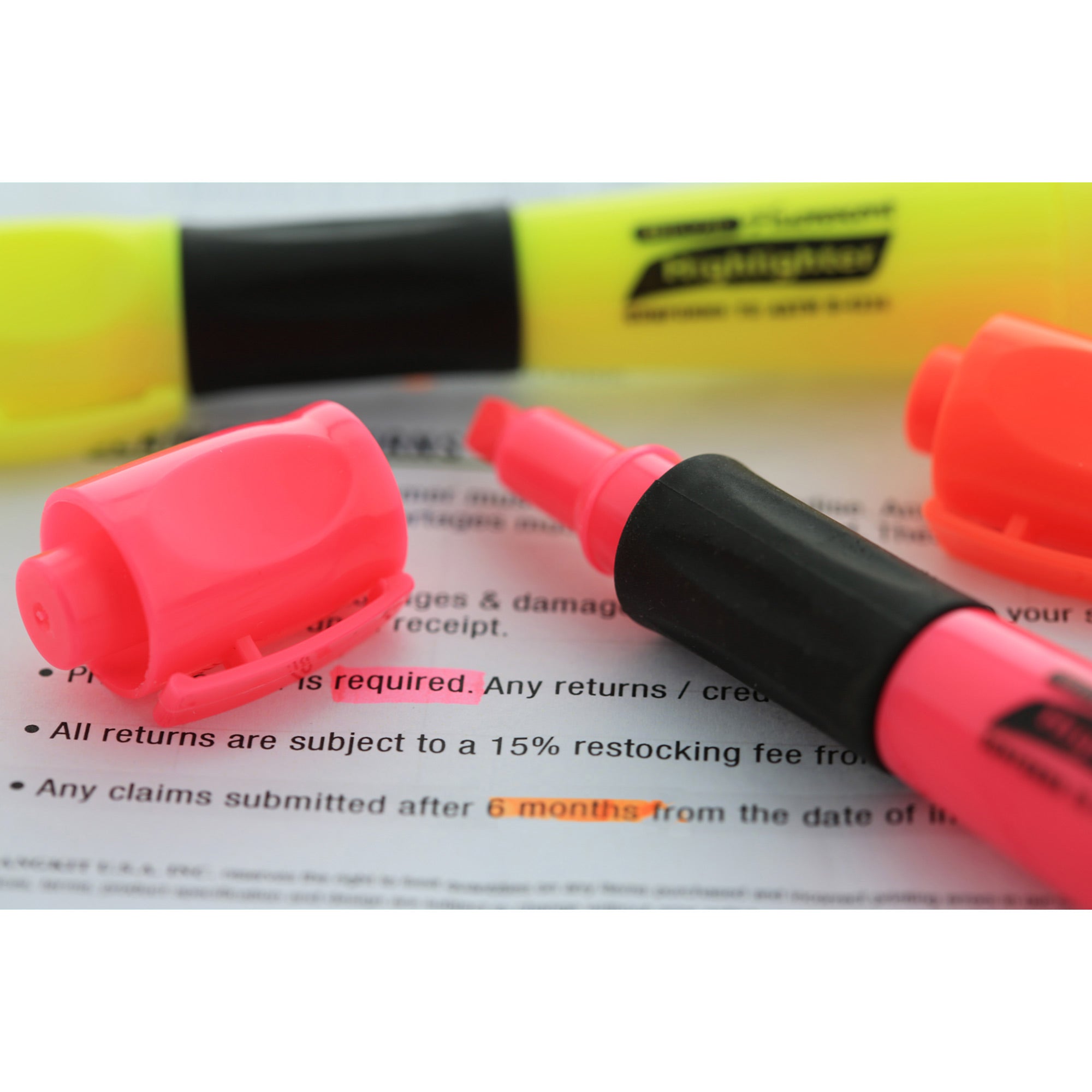 Assorted Fluorescent Highlighters, Desk-Style, 3-Count