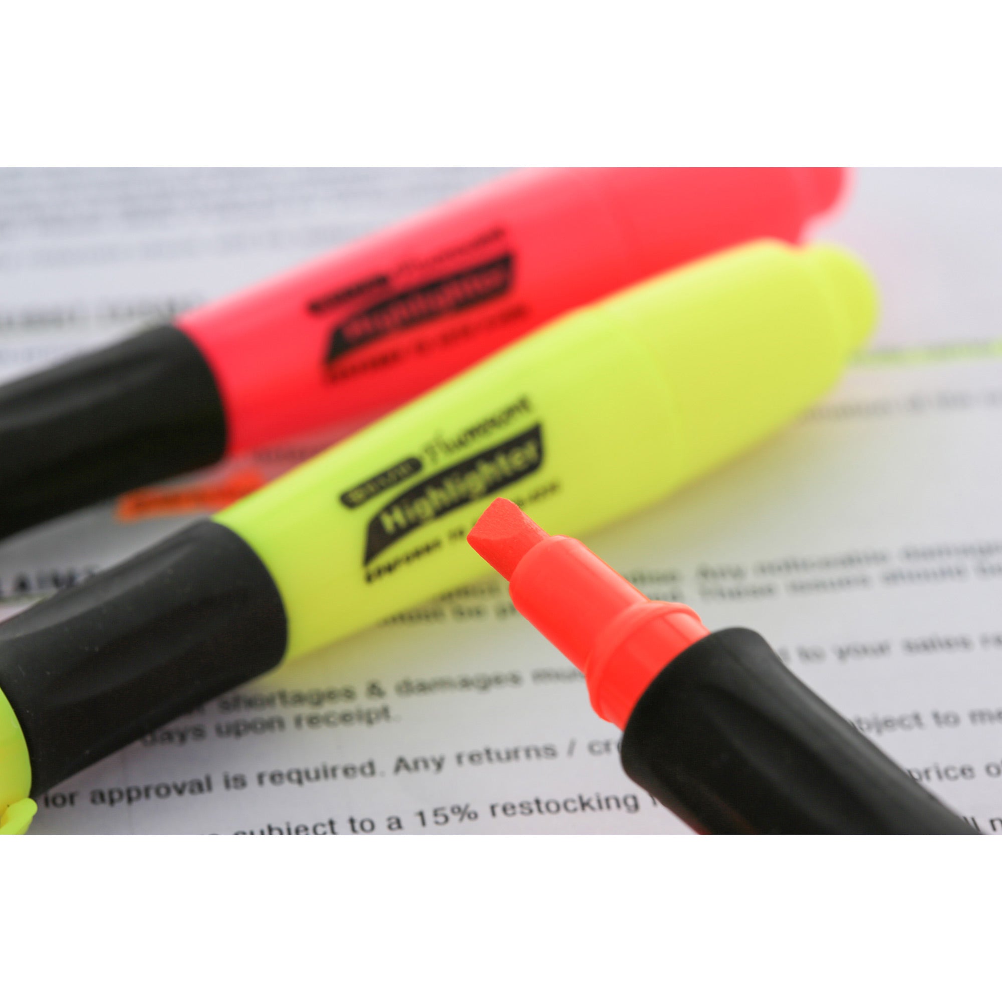 Assorted Fluorescent Highlighters, Desk-Style, 3-Count