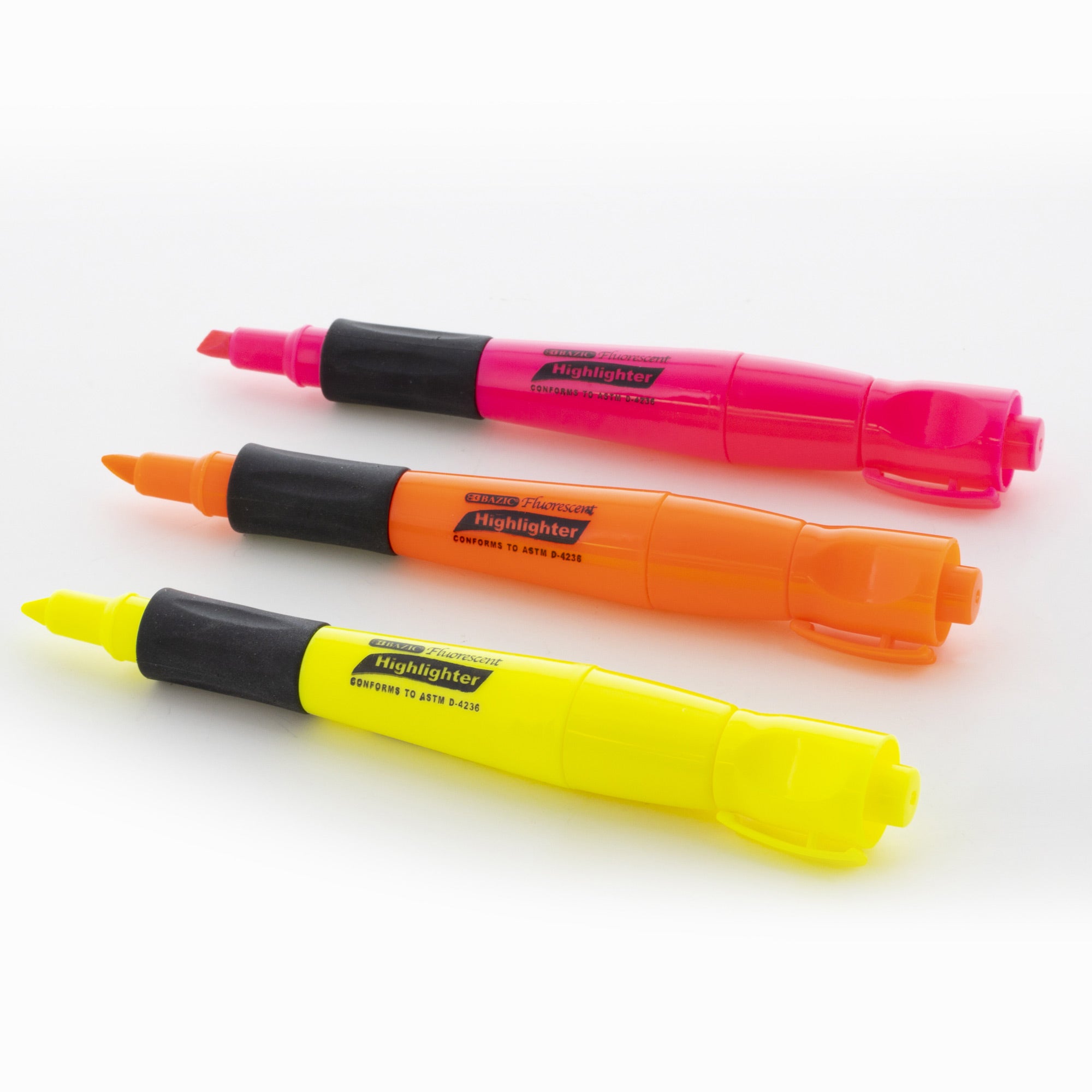 Yellow Fluorescent Highlighters, Desk-Style, 3-Count