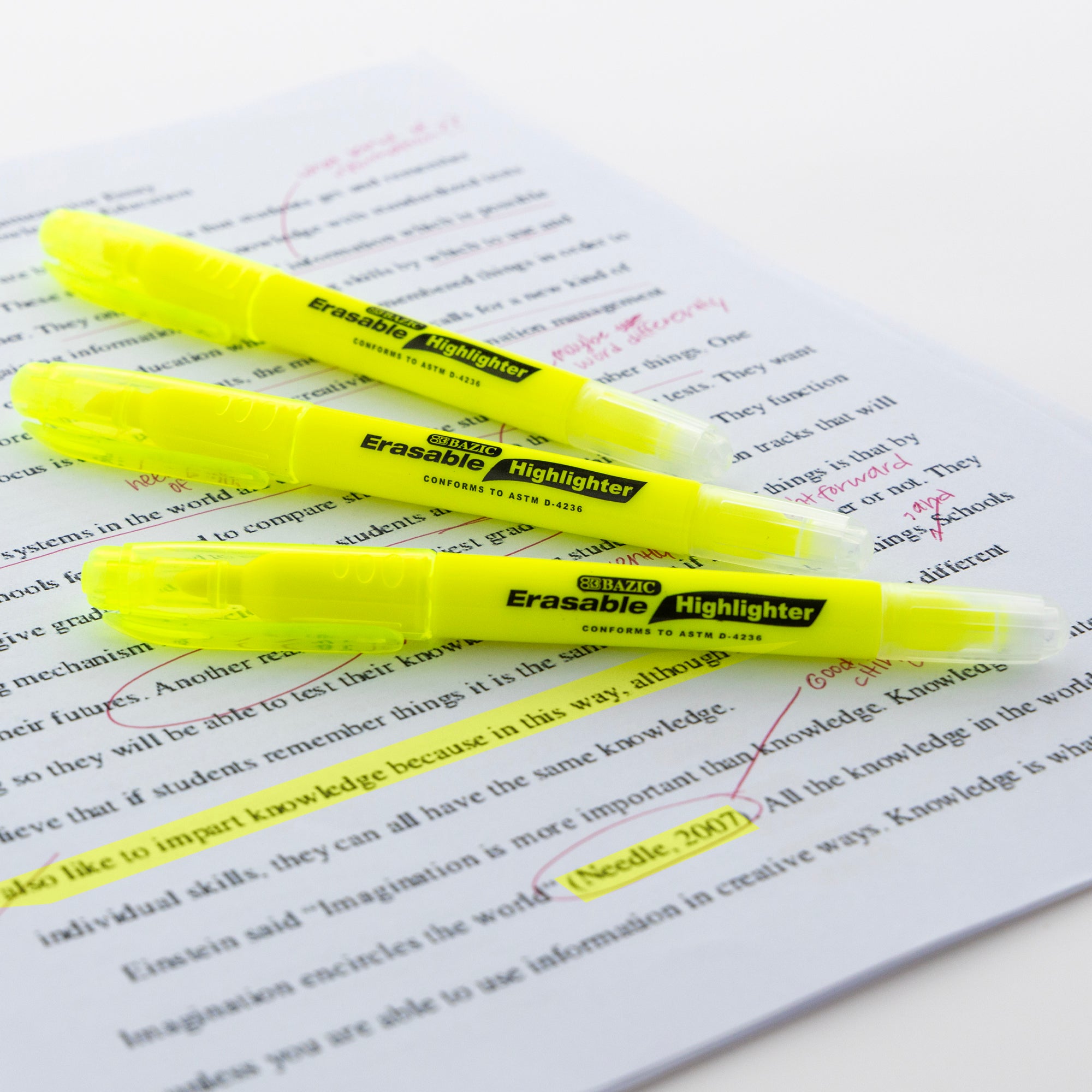 Yellow Erasable Highlighters (3/Pack)