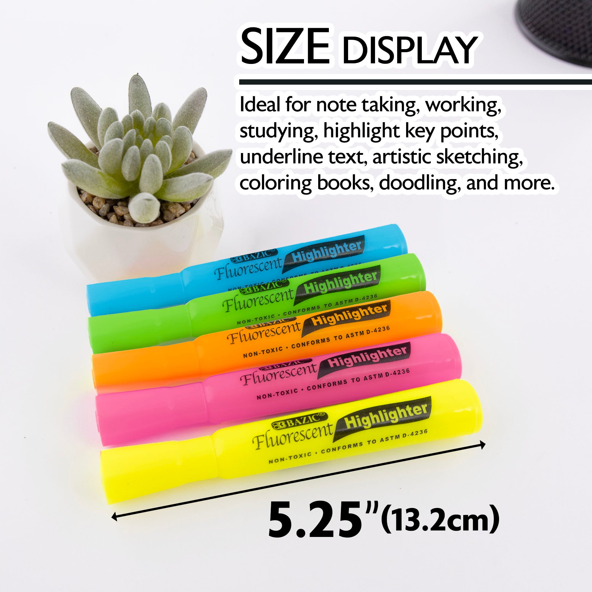 Highlighters, Chisel Tip, Fluorescent Colors, 12-Count