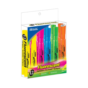 Desk Style Fluorescent Highlighters (12/Pack)