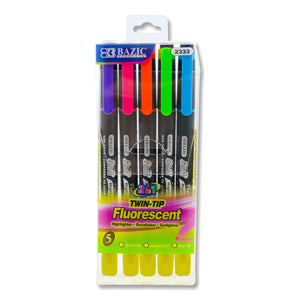 Double Tip Fluorescent Highlighters (5/Pack)