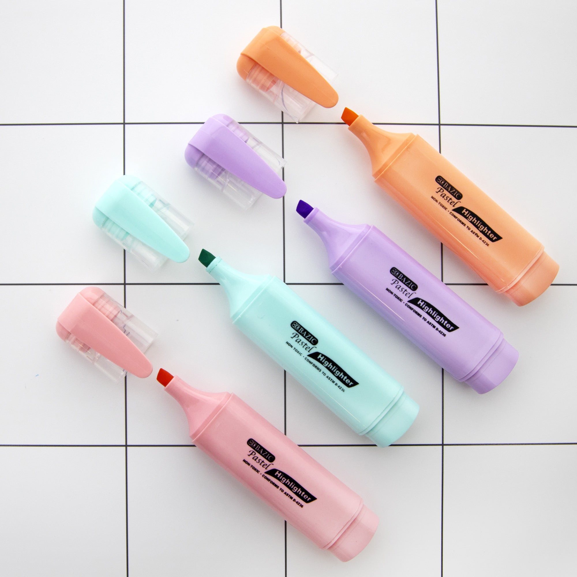 Pastel Highlighters, Chisel Tip, 4 Count