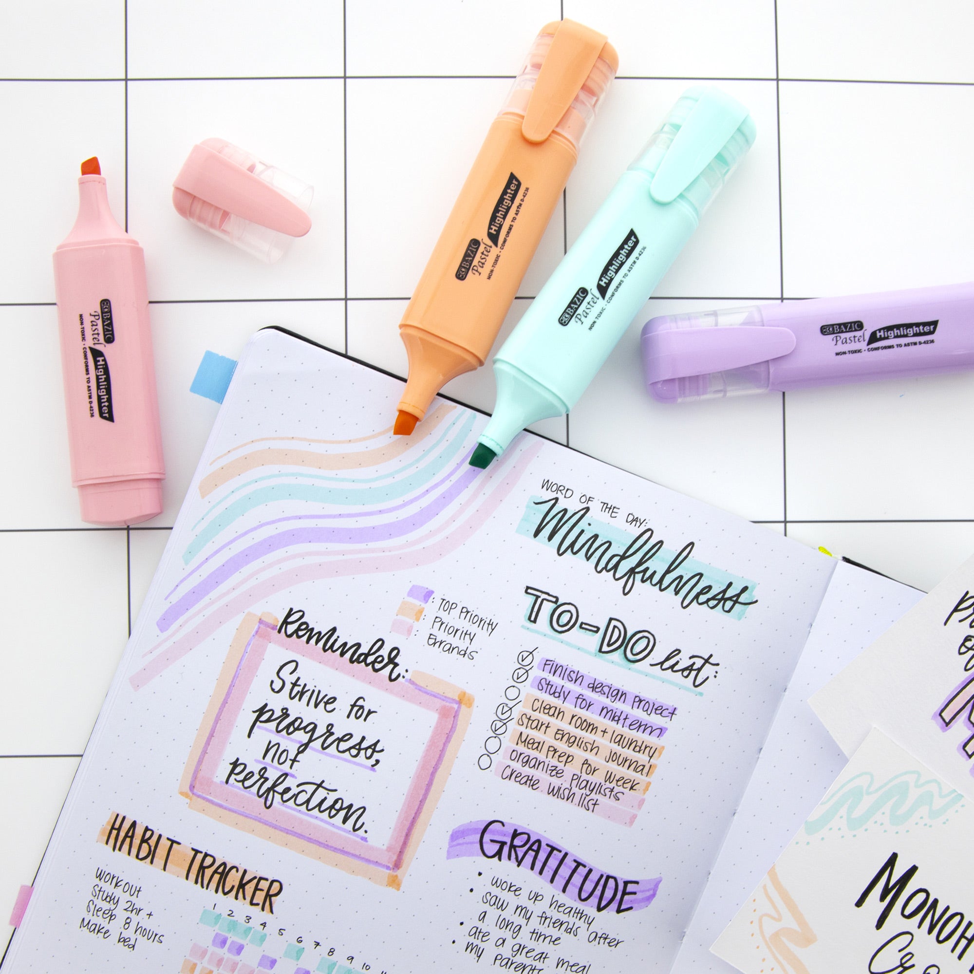 Pastel Highlighters, Chisel Tip, 4 Count