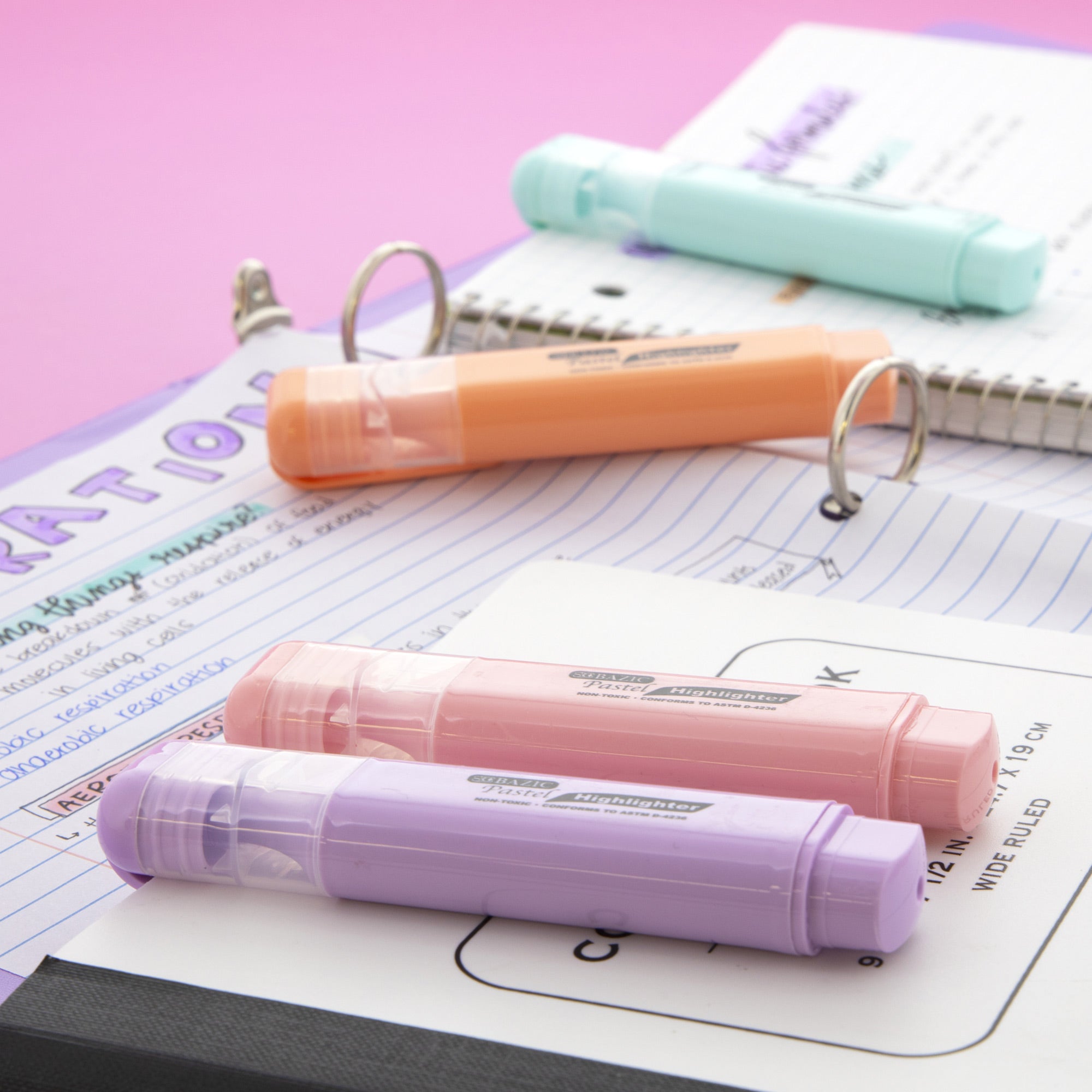 Pastel Highlighters, Chisel Tip, 4 Count