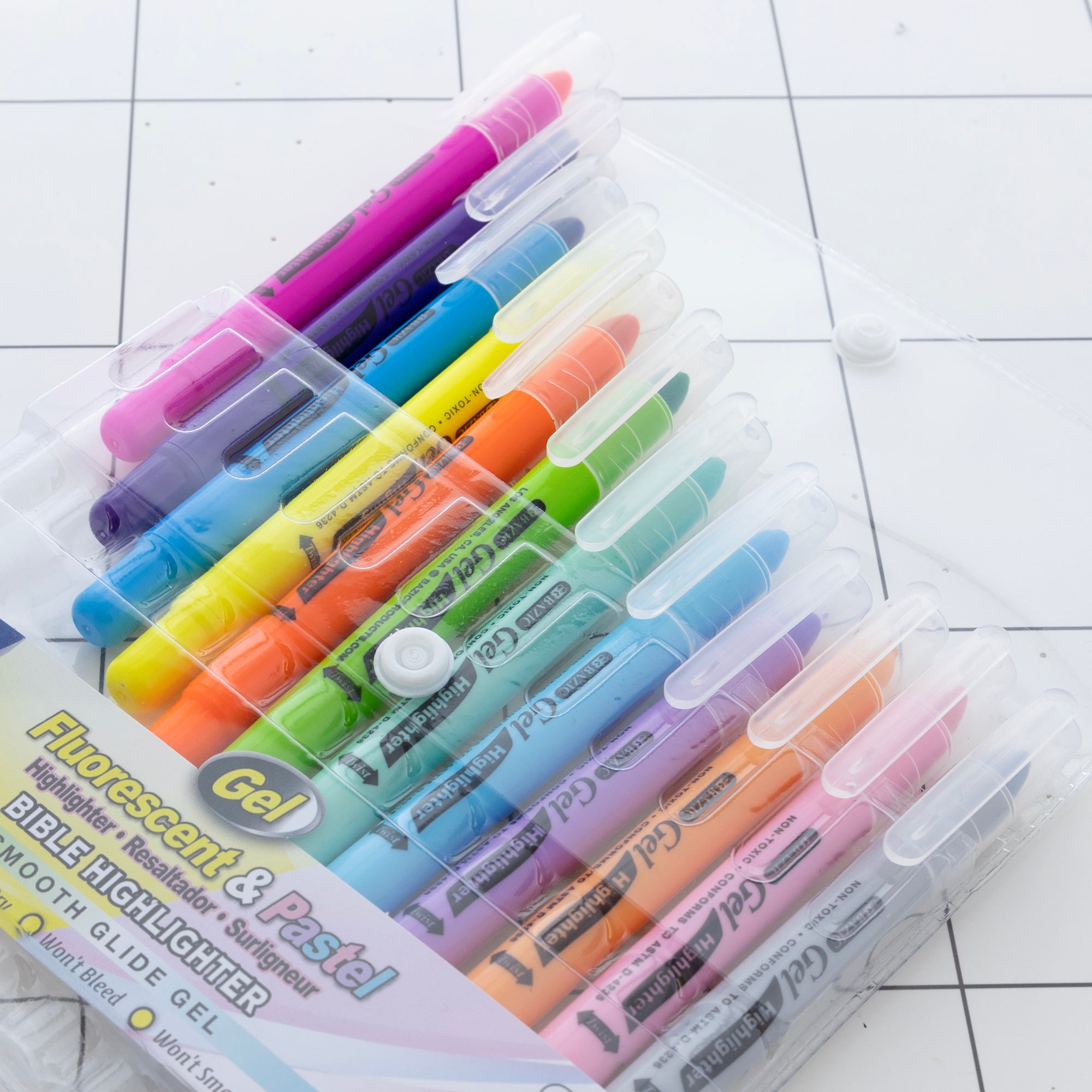 Bible Highlighters, Gel, 12 Fluorescent & Pastel Colors