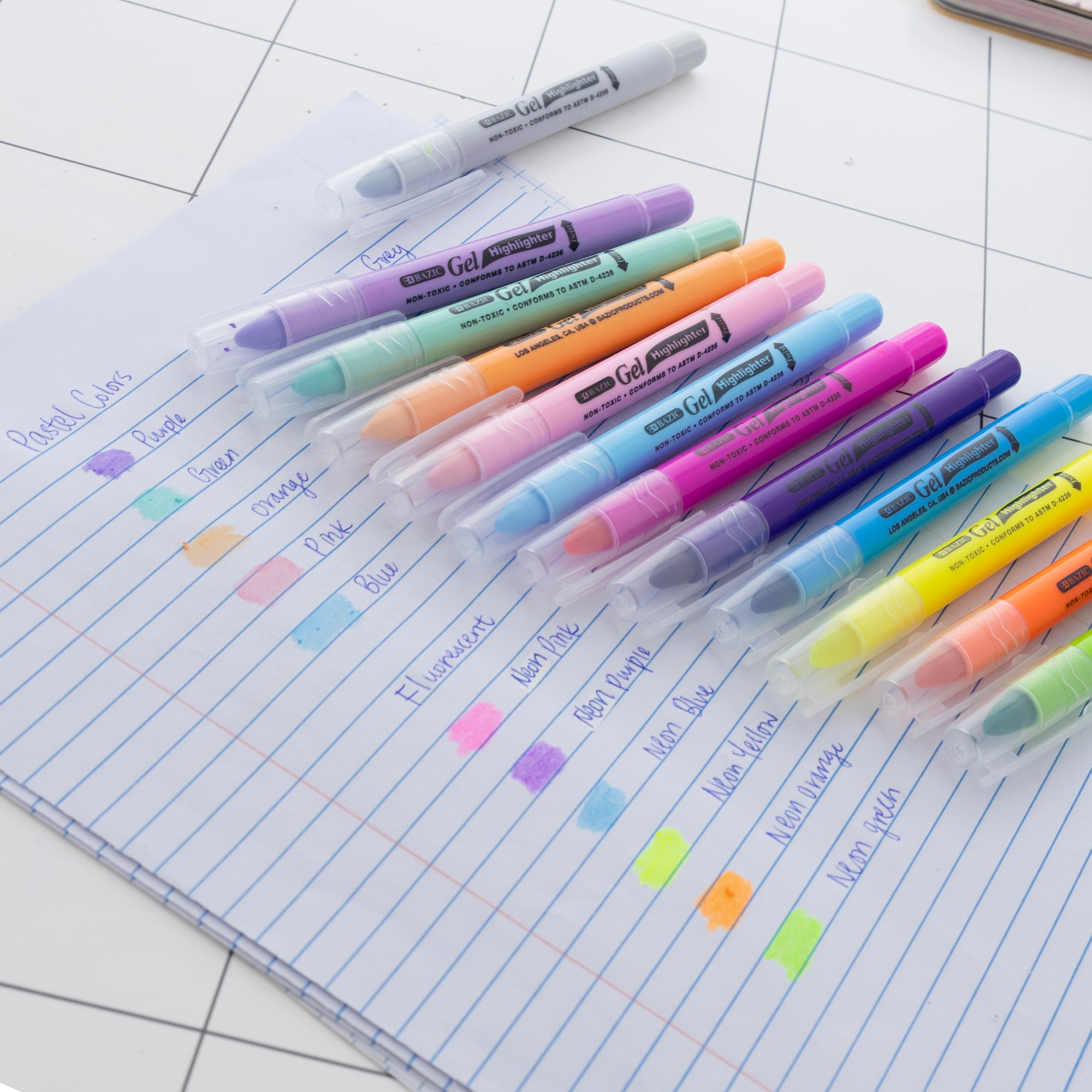 Bible Highlighters, Gel, 12 Fluorescent & Pastel Colors