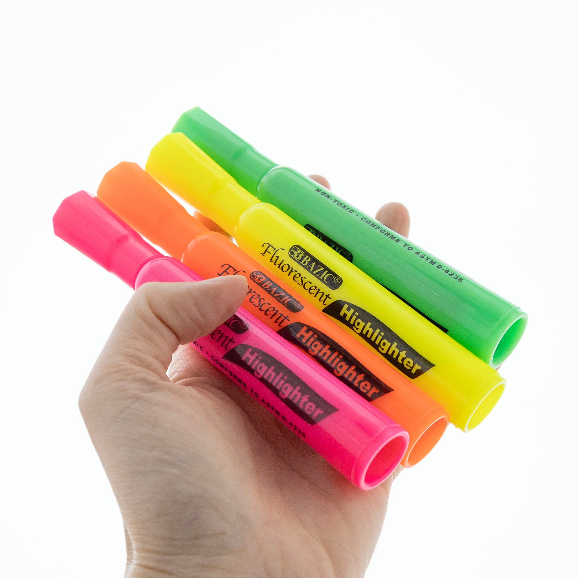 Assorted Fluorescent Highlighters, Desk-Style, 4-Count