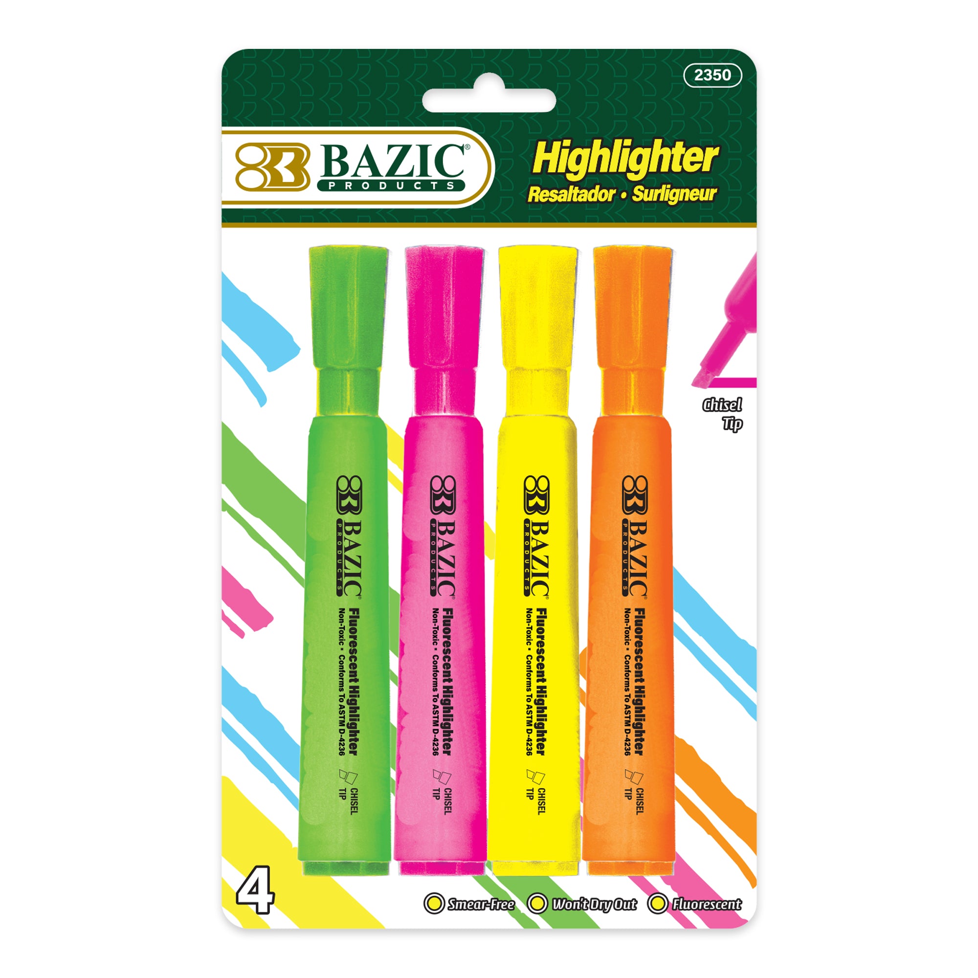 Desk Style Highlighters, Assorted, Chisel Tip