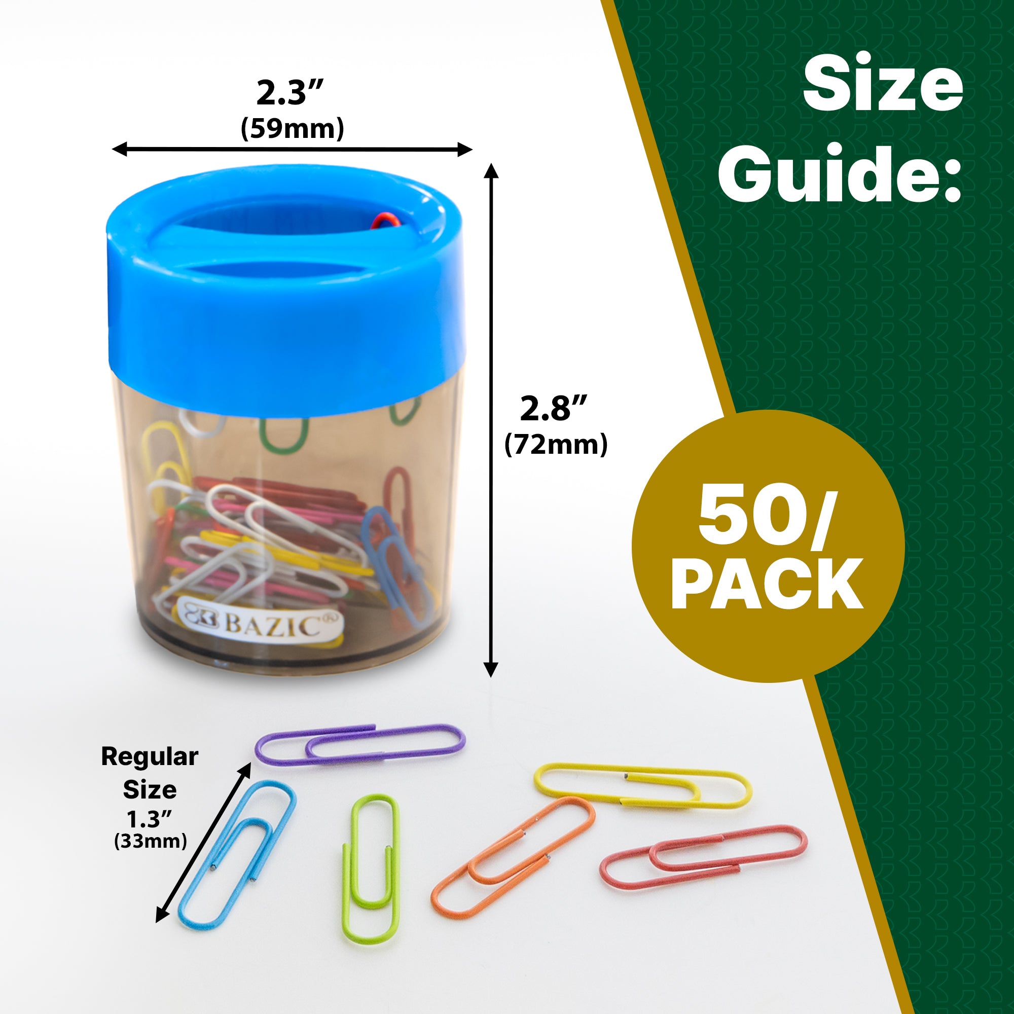 Magnetic Paper Clip Holder with 50 Color Clips