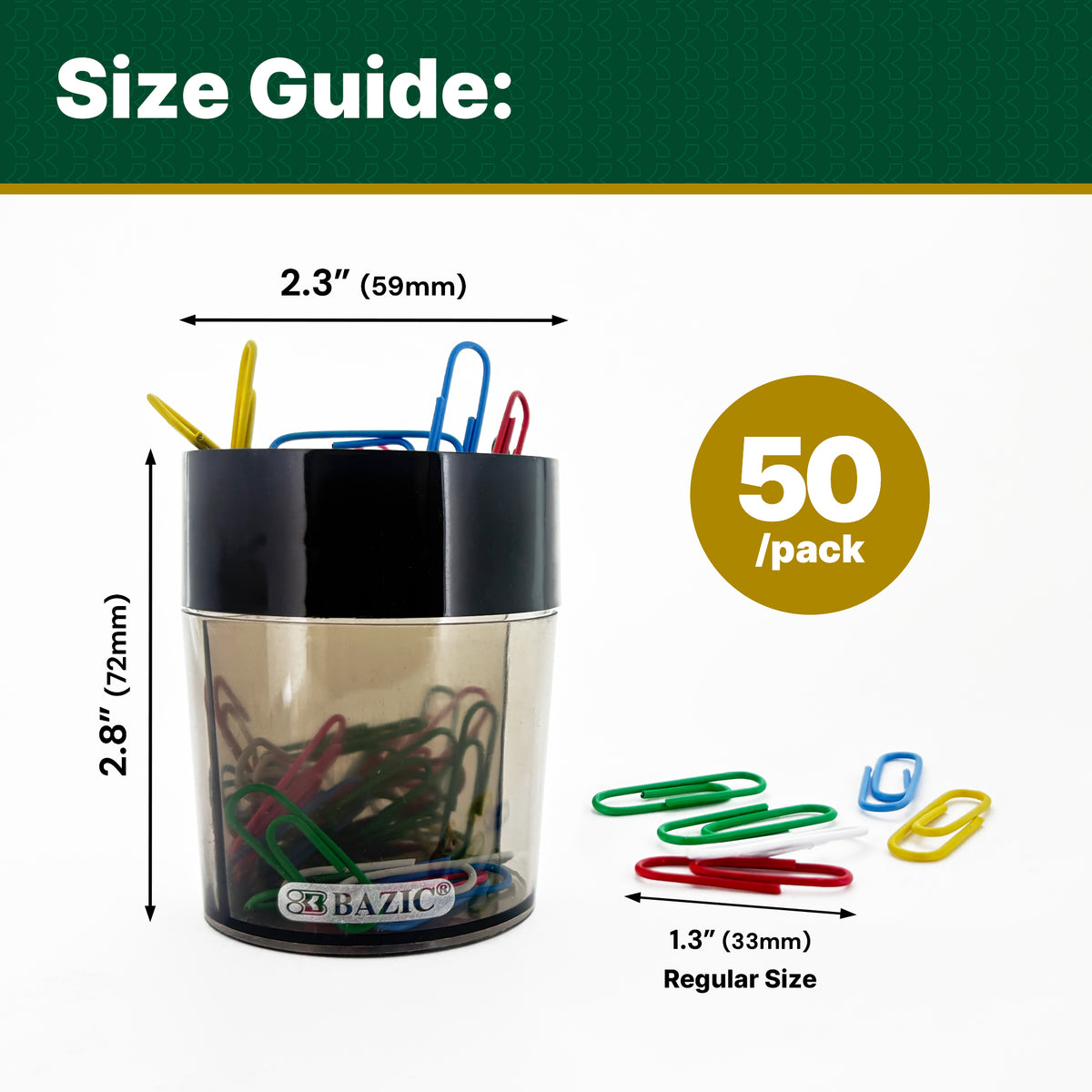 Magnetic Paper Clip Holder with 50 Color Clips