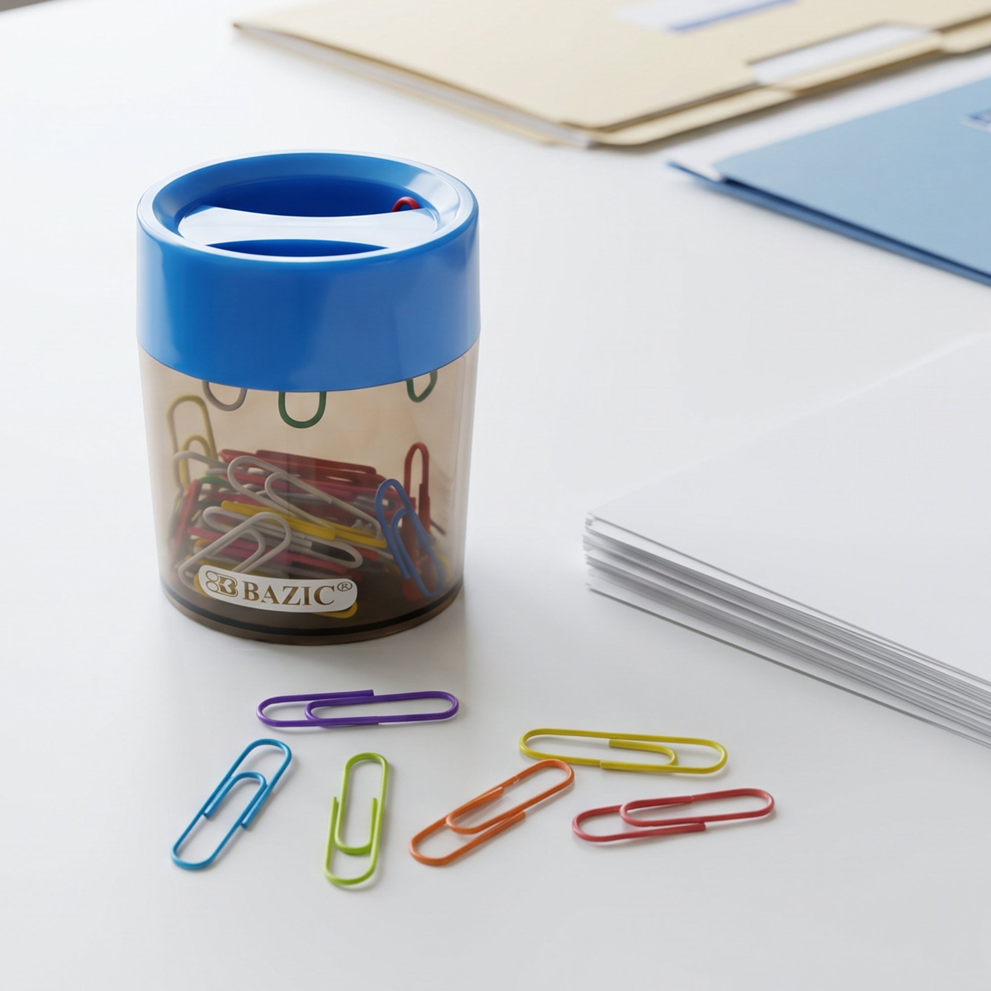 Magnetic Paper Clip Holder with 50 Color Clips
