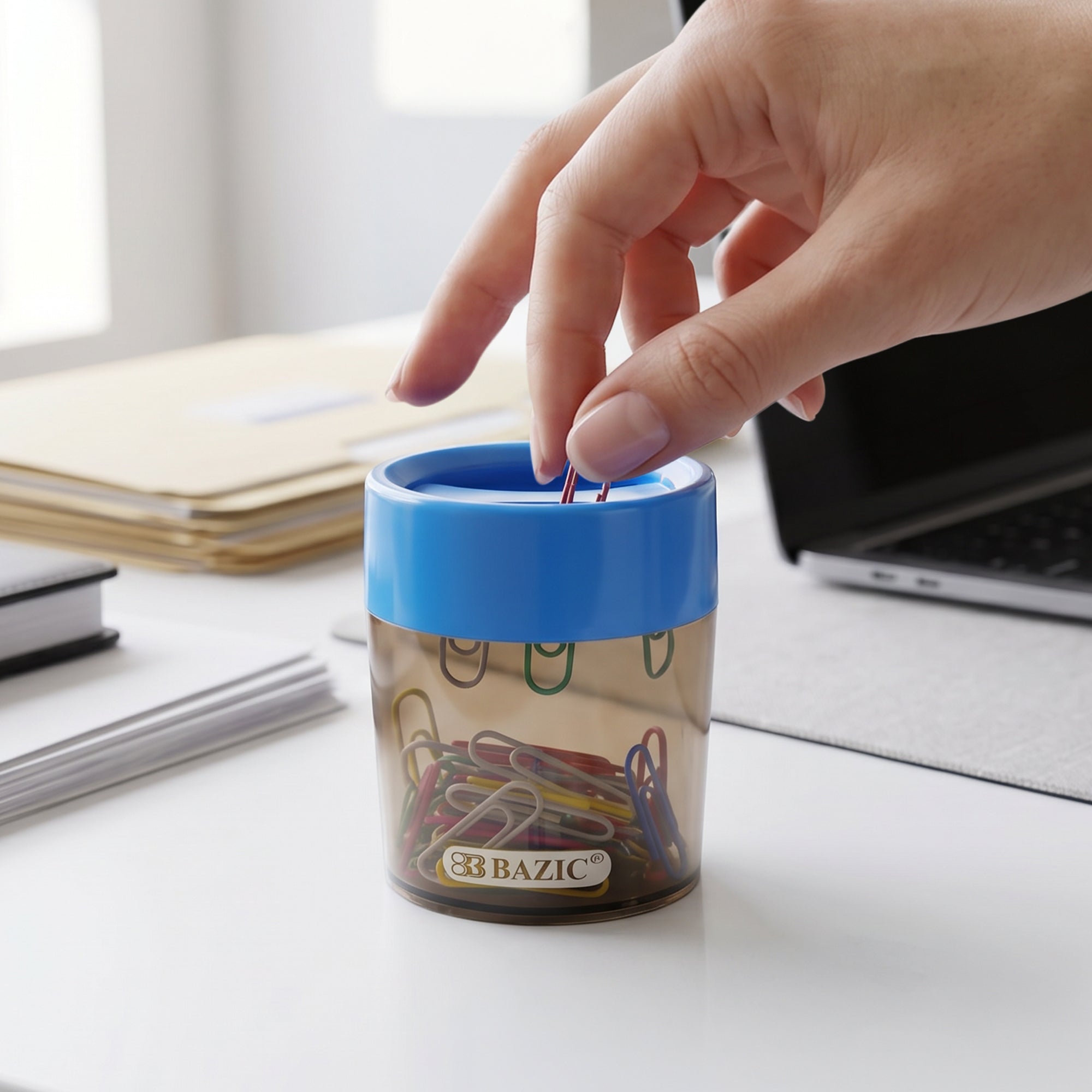 Magnetic Paper Clip Holder with 50 Color Clips