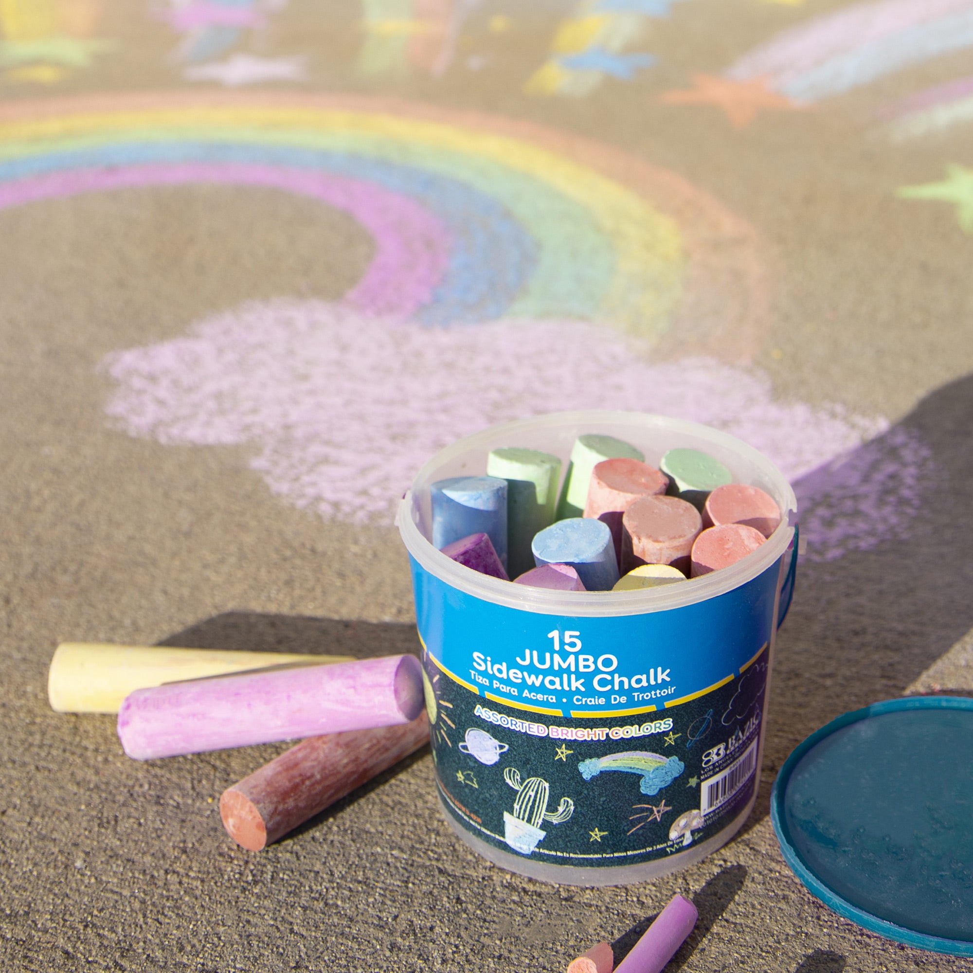 Jumbo Sidewalk Chalk, 15 Count Bucket