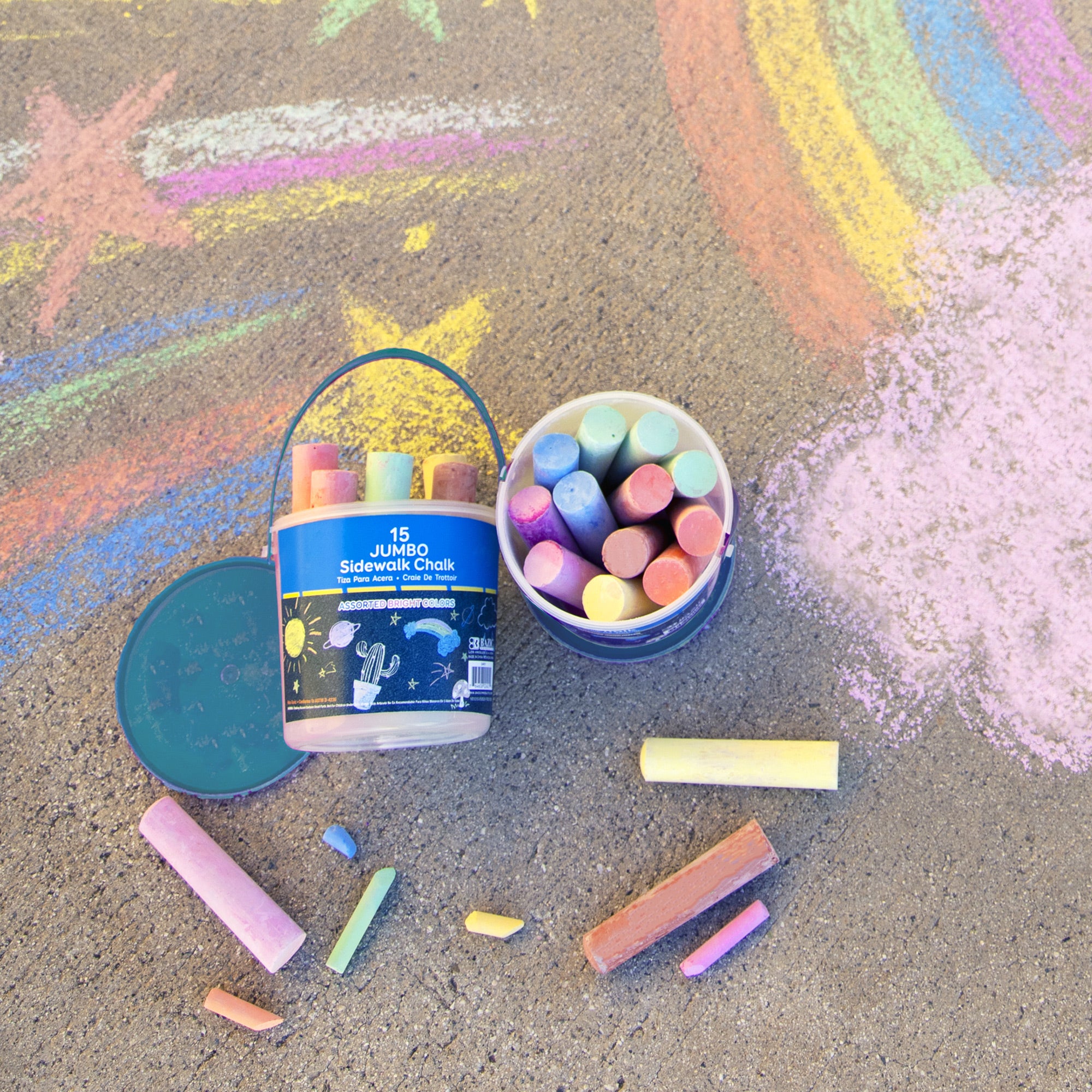 Jumbo Sidewalk Chalk, 15 Count Bucket
