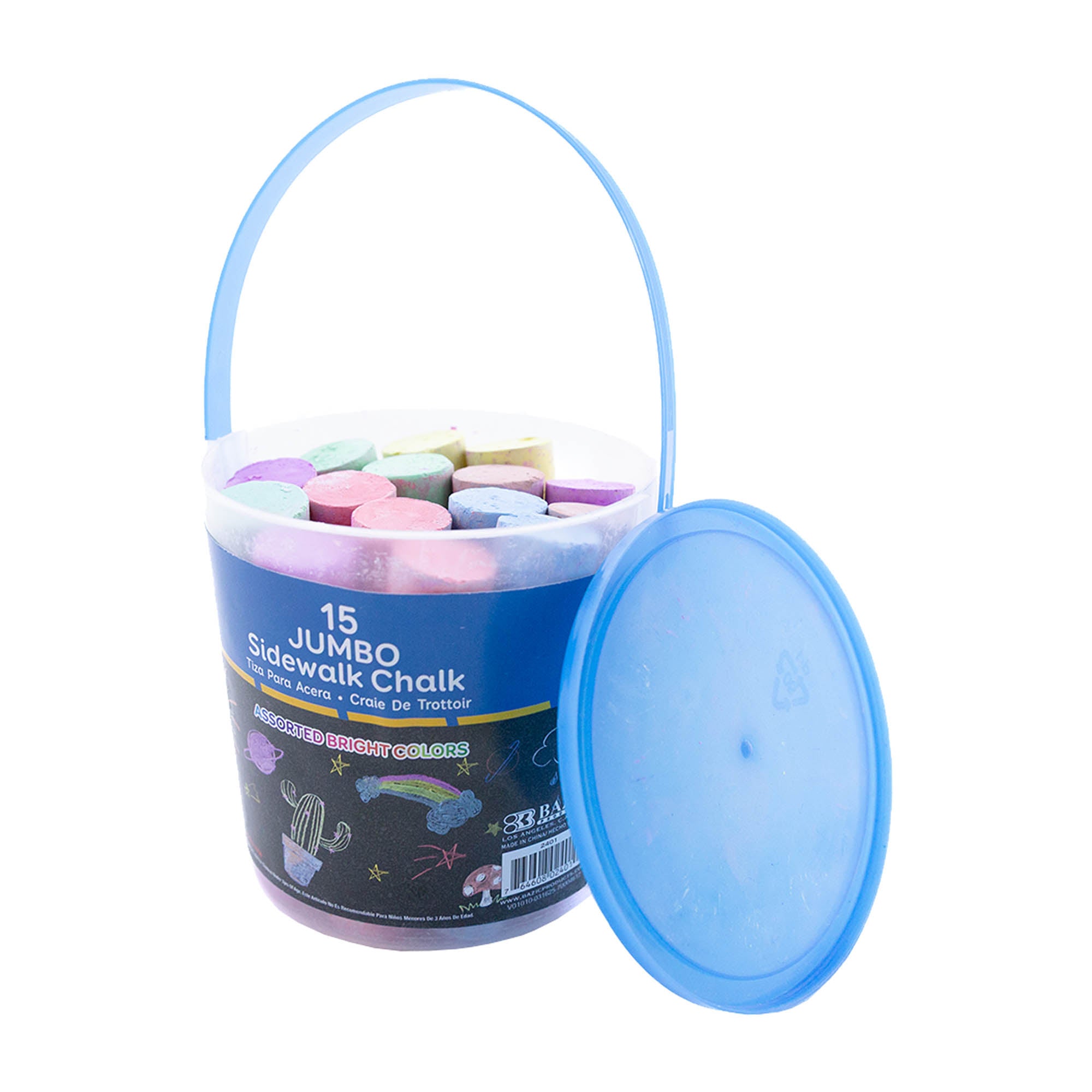 Jumbo Sidewalk Chalk, 15 Count Bucket
