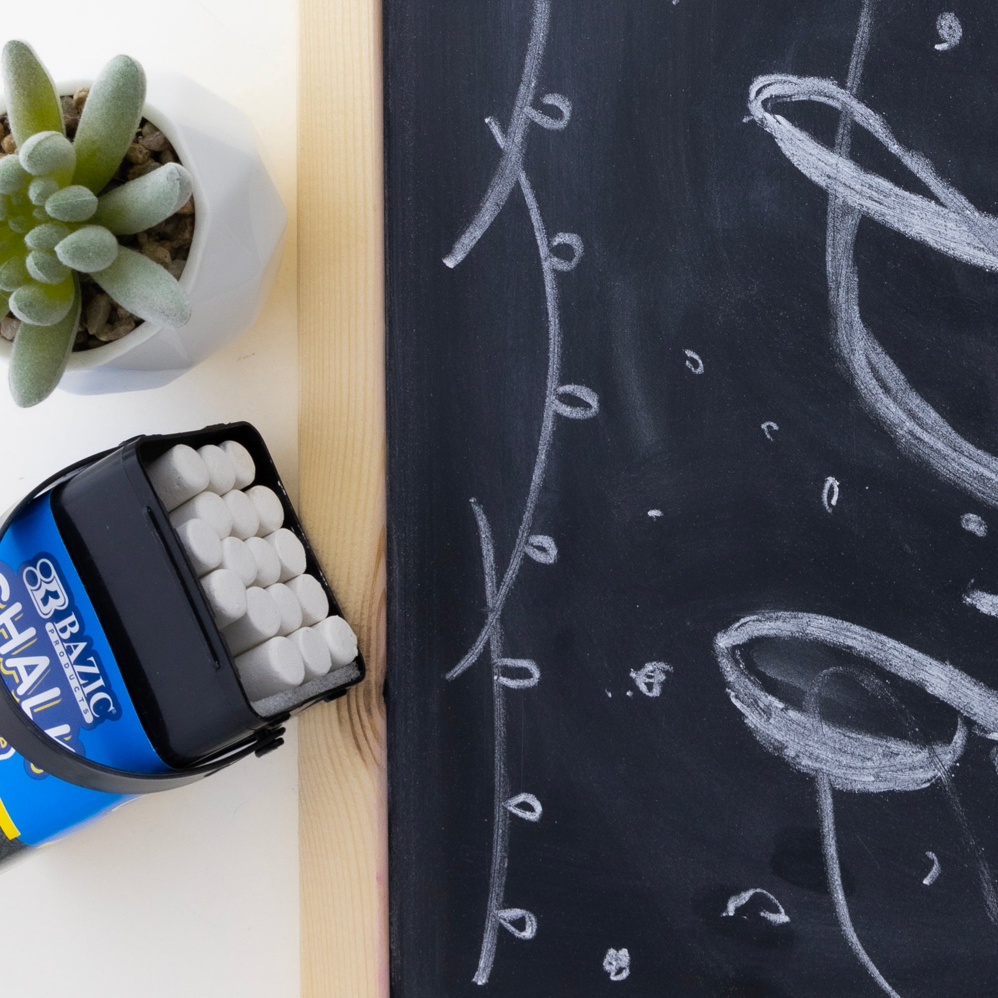 White Dustless Chalk, 20 Sticks, for Classroom Sidewalk Art