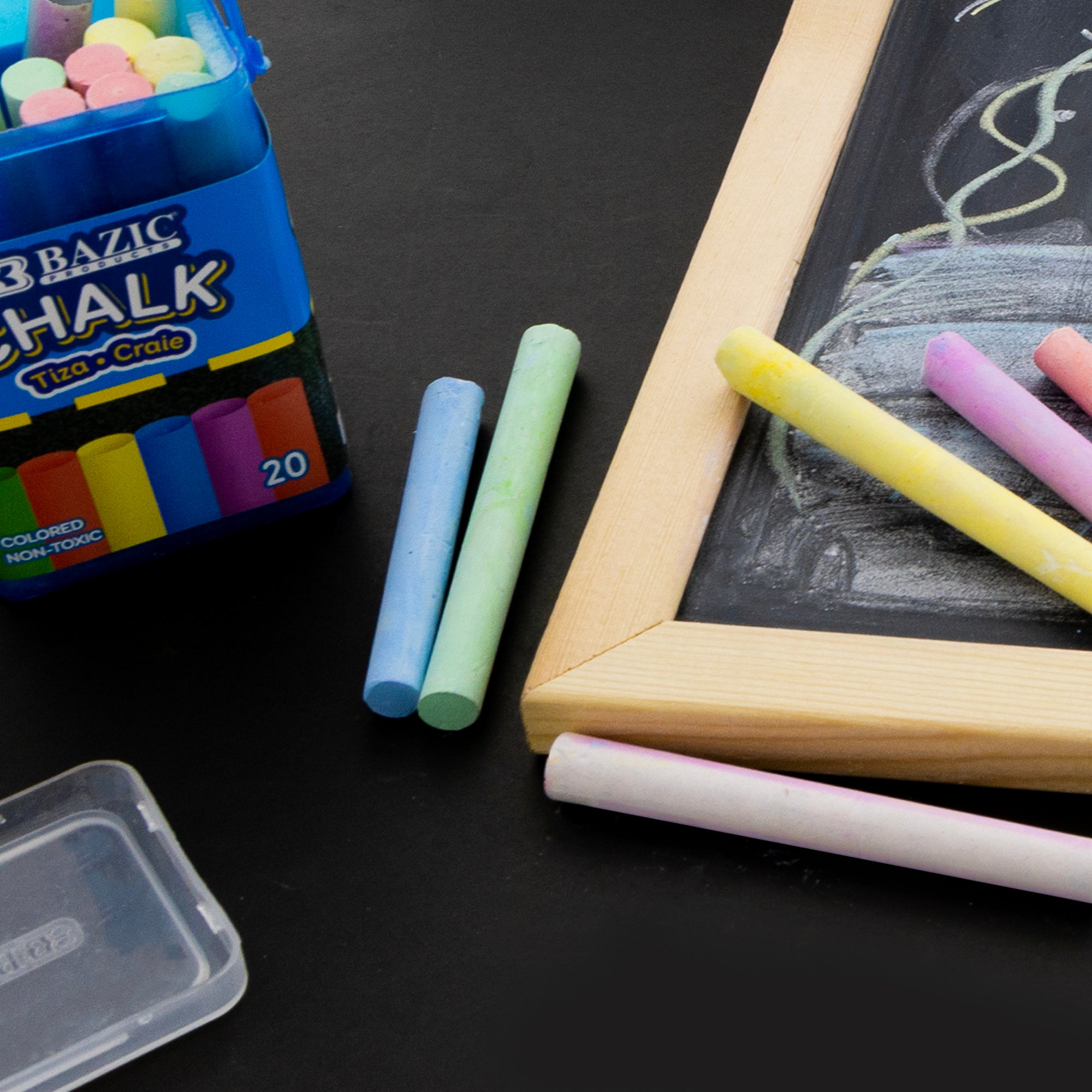 Chalk, 20 Assorted Colors in Bucket