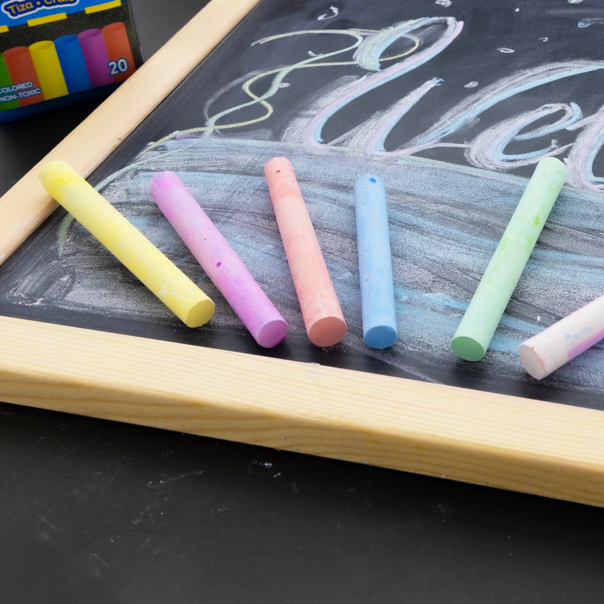 Assorted Color Chalk, 20 Sticks, for Classroom Sidewalk Art
