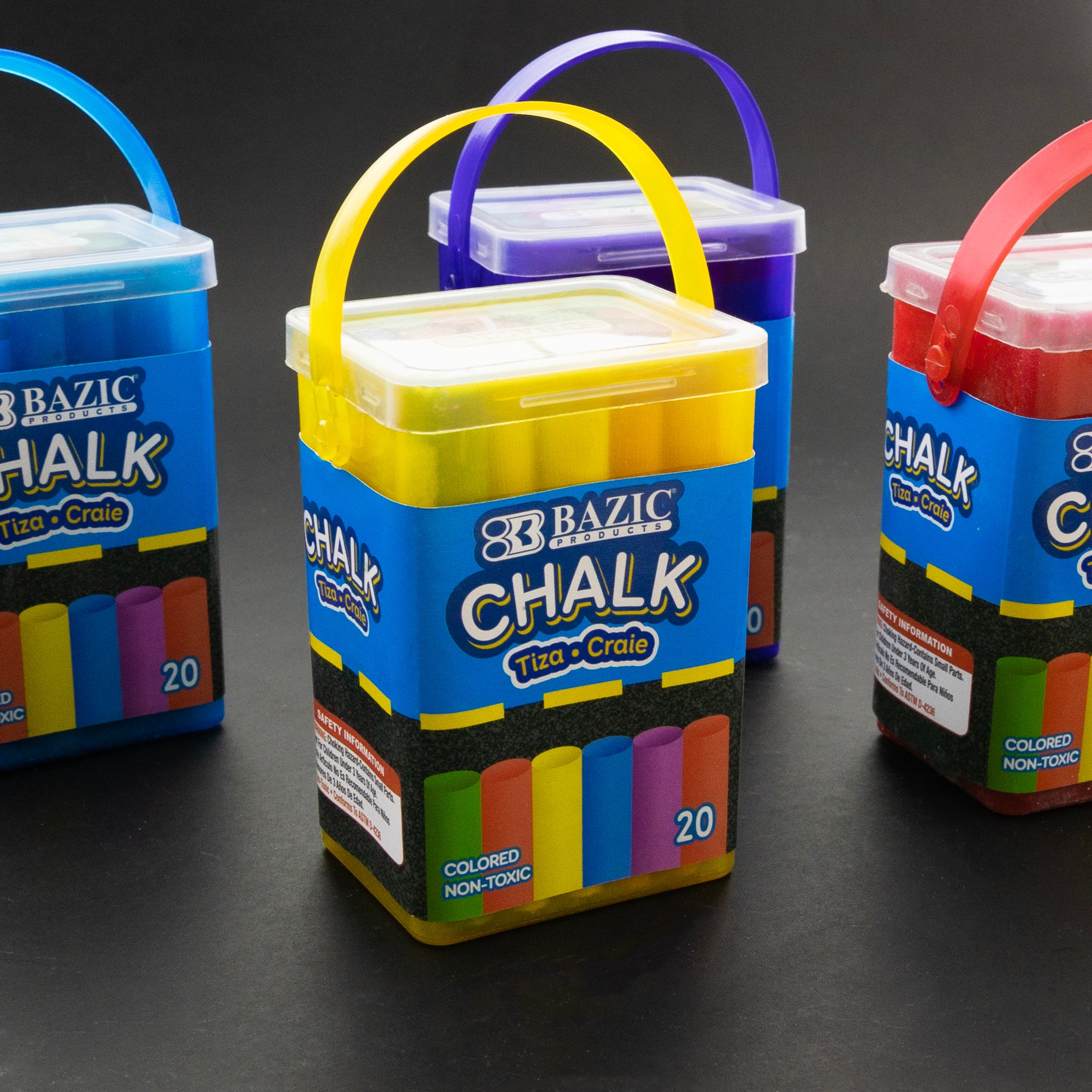 Assorted Color Chalk, 20 Sticks, for Classroom Sidewalk Art