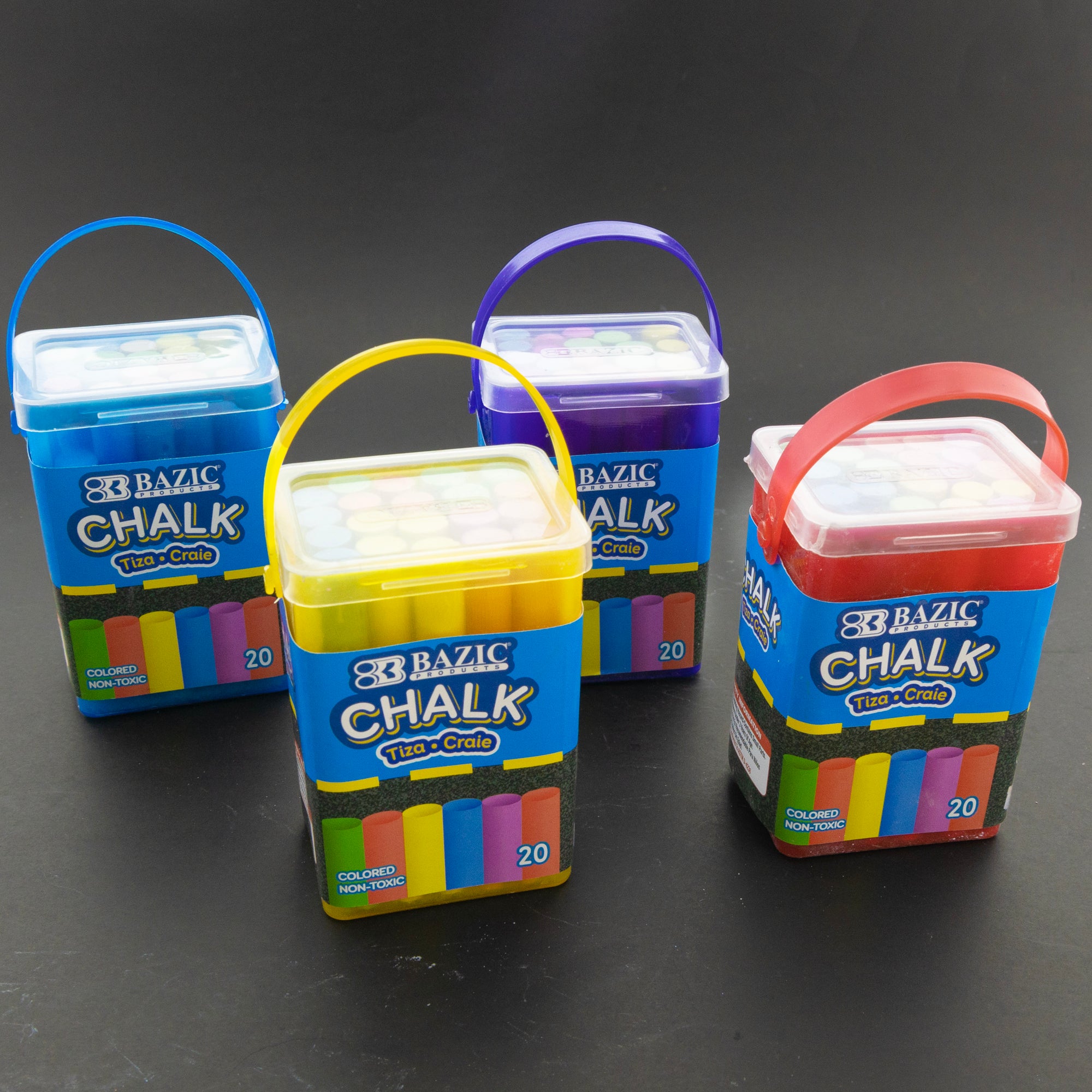 Assorted Color Chalk, 20 Sticks, for Classroom Sidewalk Art