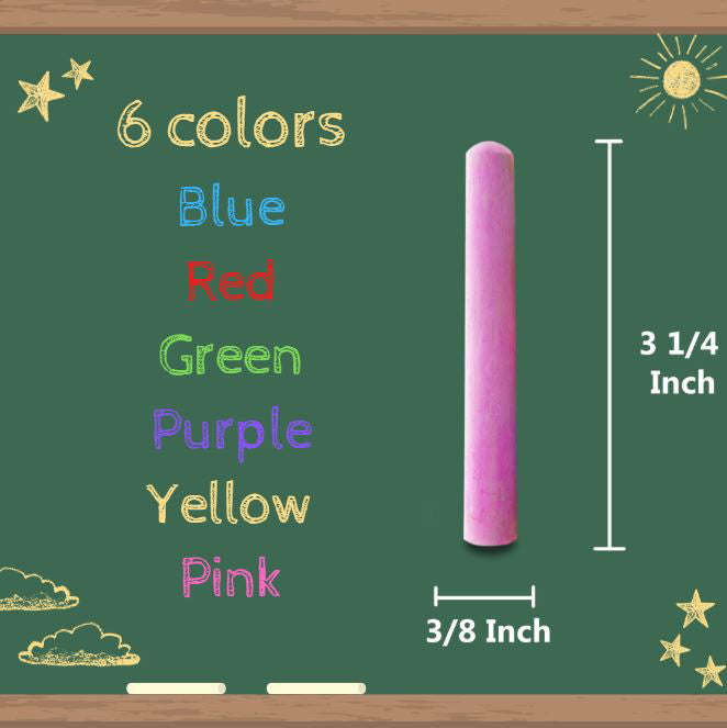 Dustless Colored Chalk, 24 Count, Assorted Colors