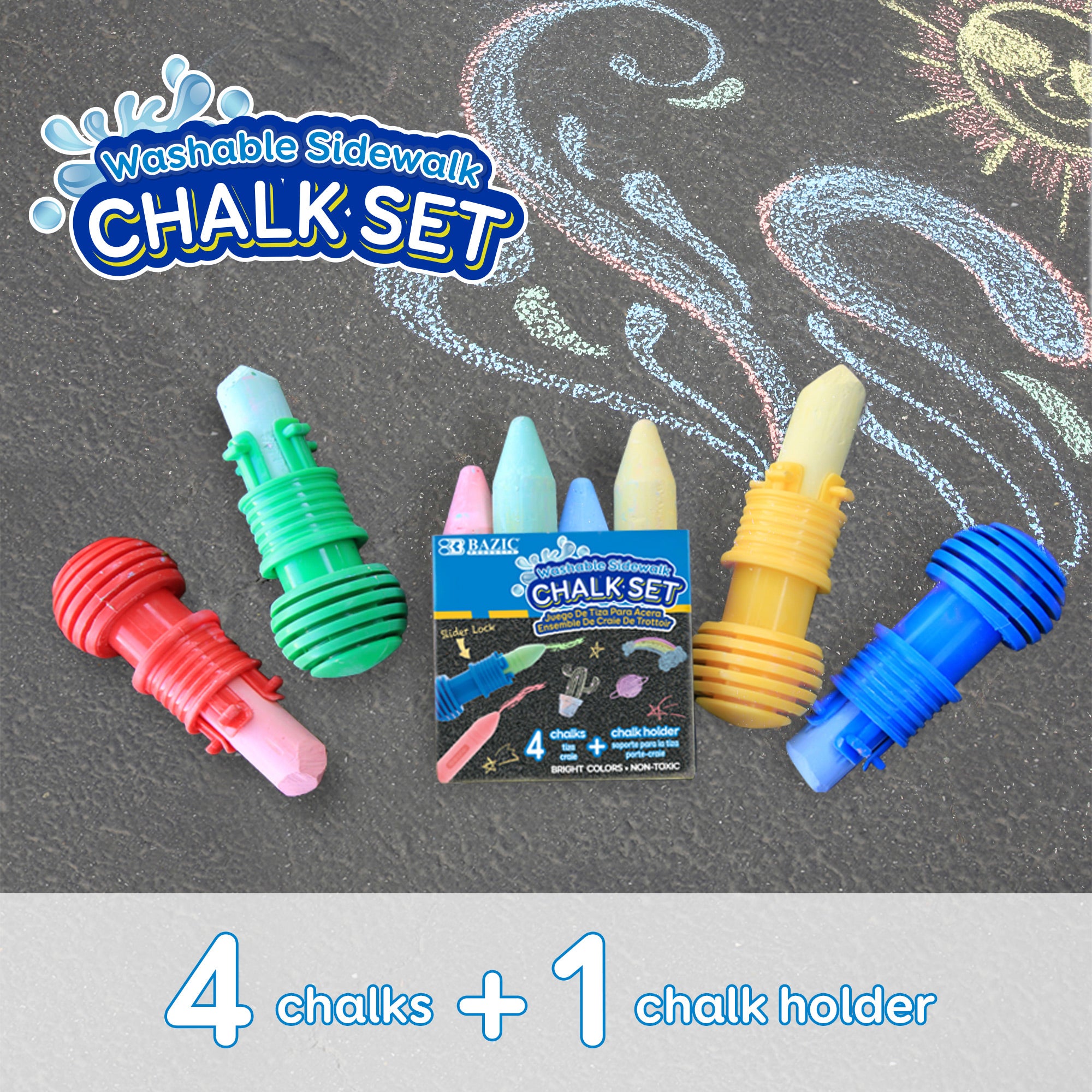 Assorted Color Jumbo Sidewalk Chalk, 4 Sticks