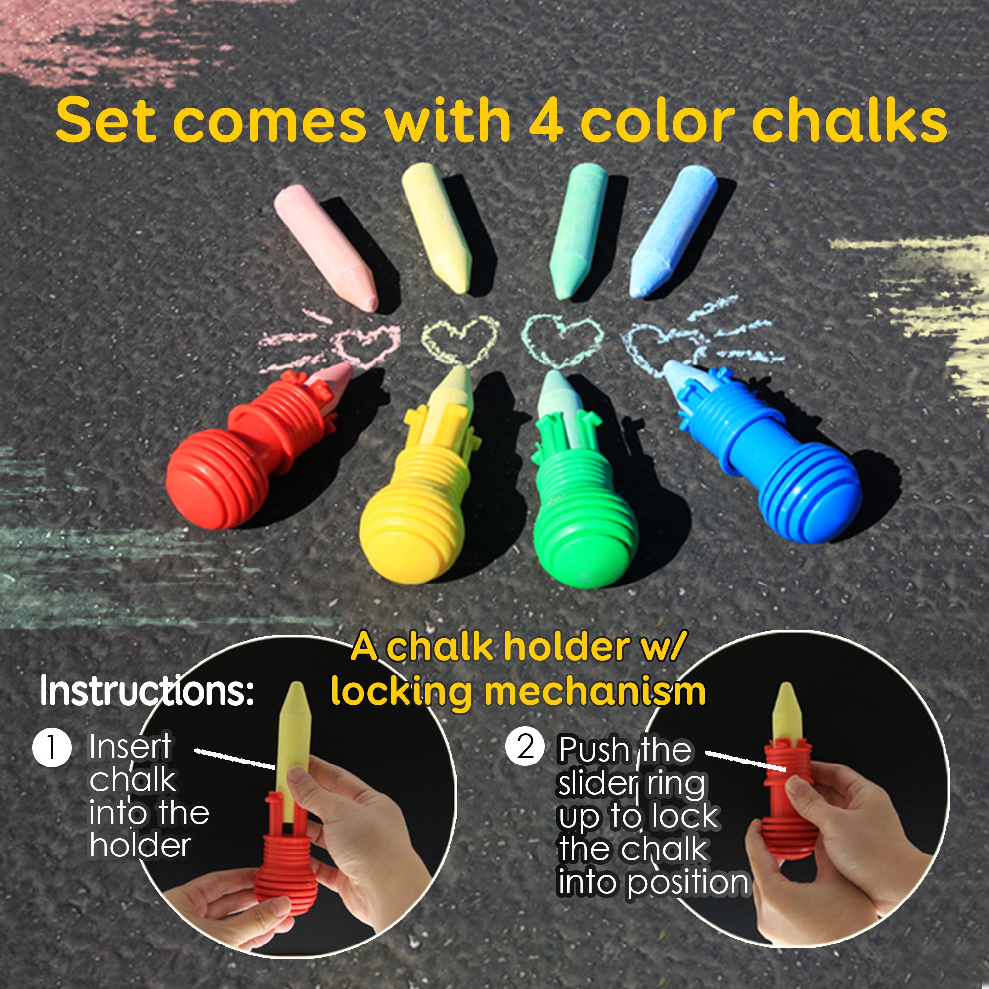 Assorted Color Jumbo Sidewalk Chalk, 4 Sticks