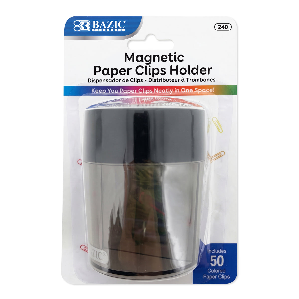 Magnetic Paper Clip Holder with 50 Color Clips