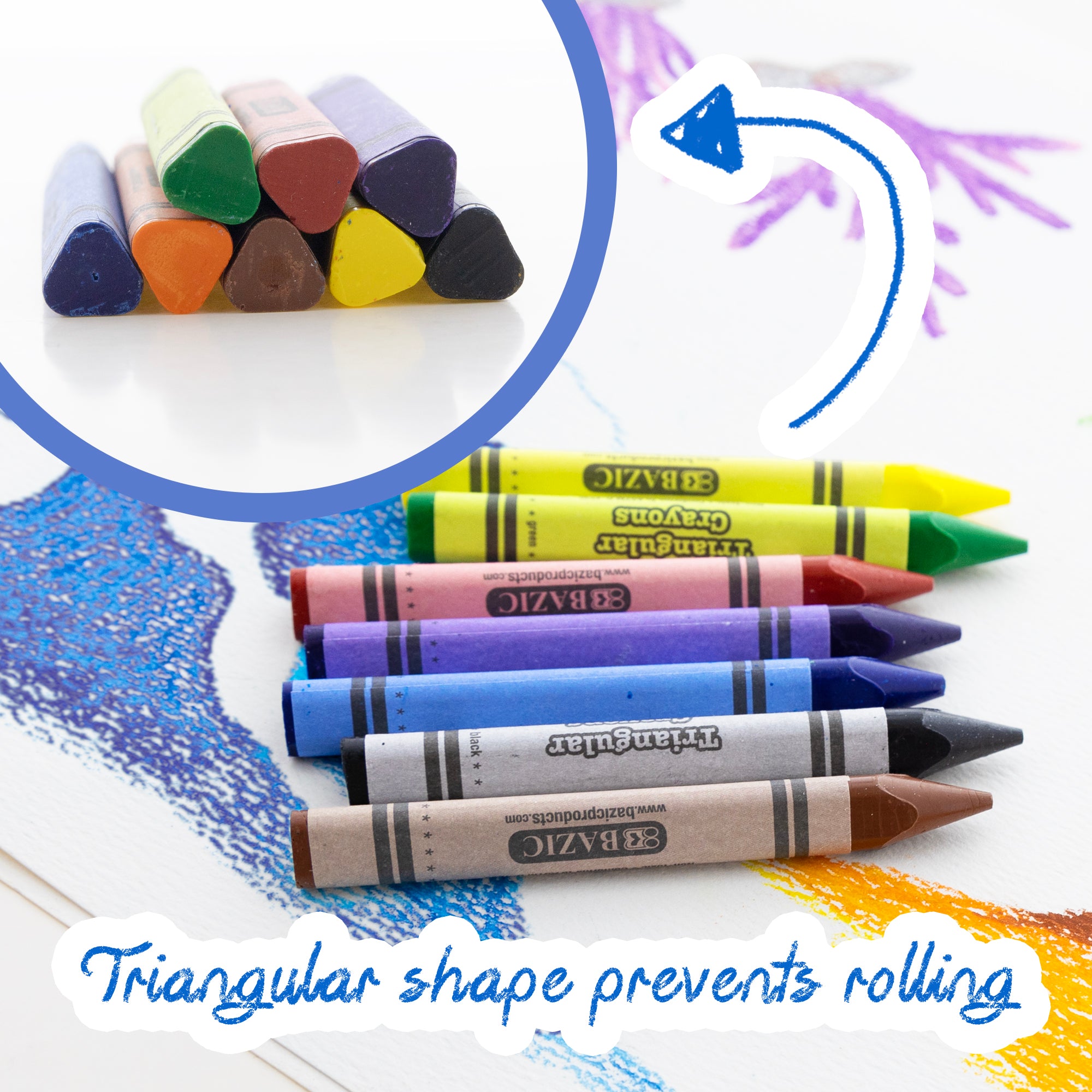 8 Color Premium Jumbo Triangle Crayons