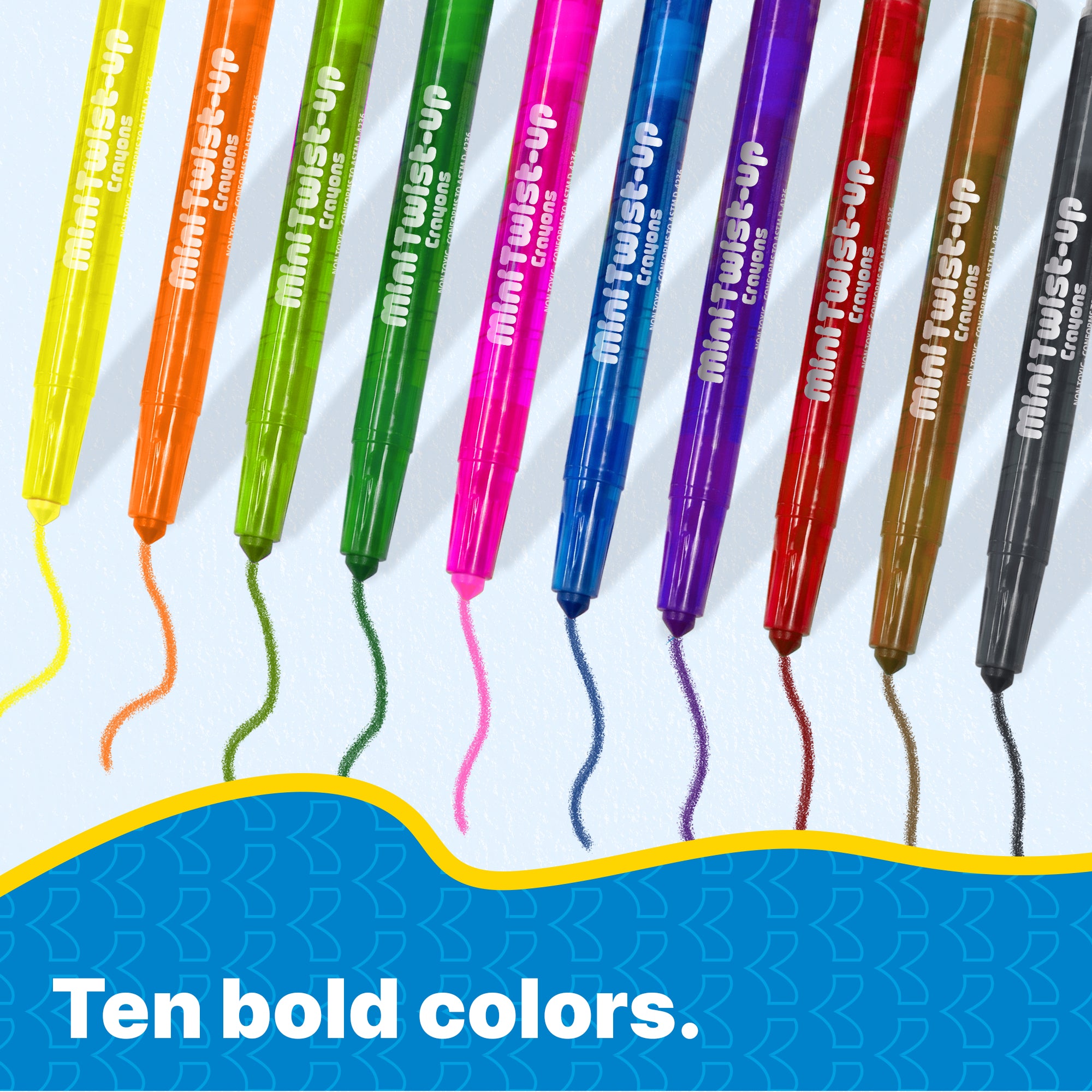 10 Color Mini Twist-Up Propelling Crayons