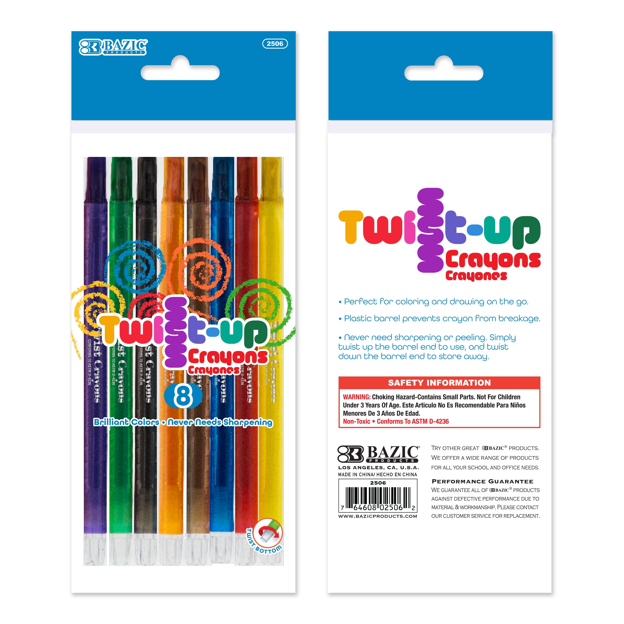 8 Color Twist-Up Propelling Crayons