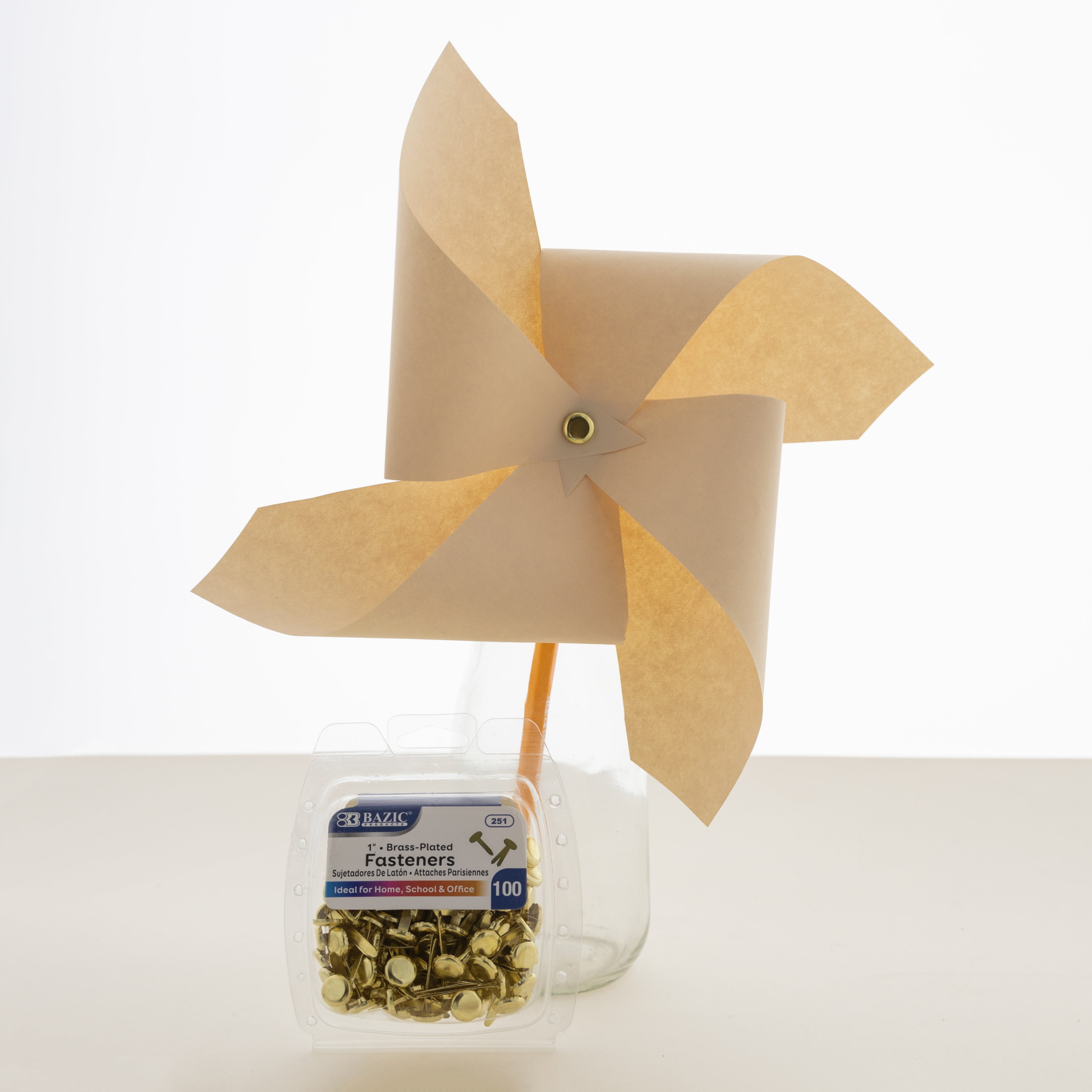 1" Brass-Plated Fasteners (100/Pack)