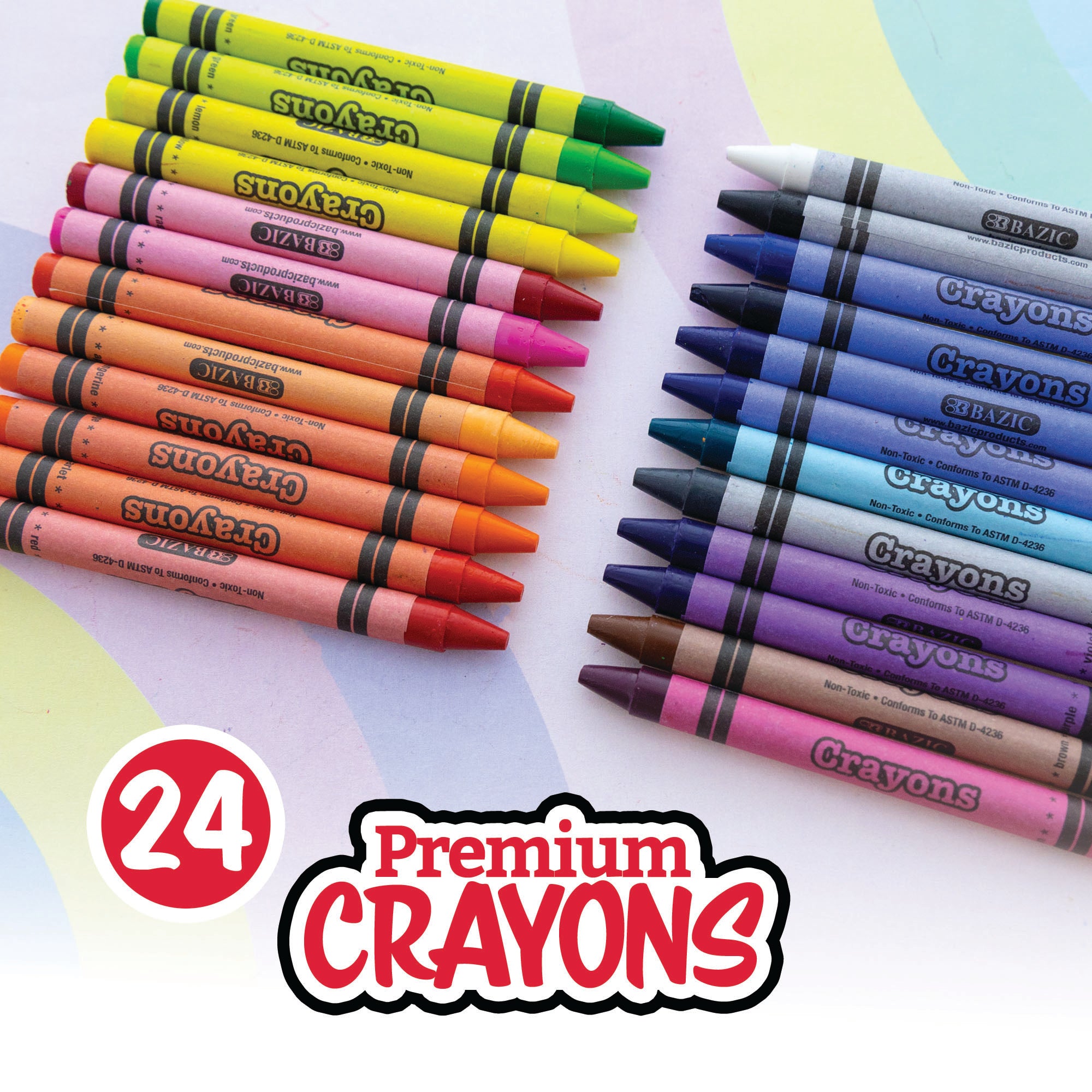 24 Color Premium Crayons – BAZIC Store