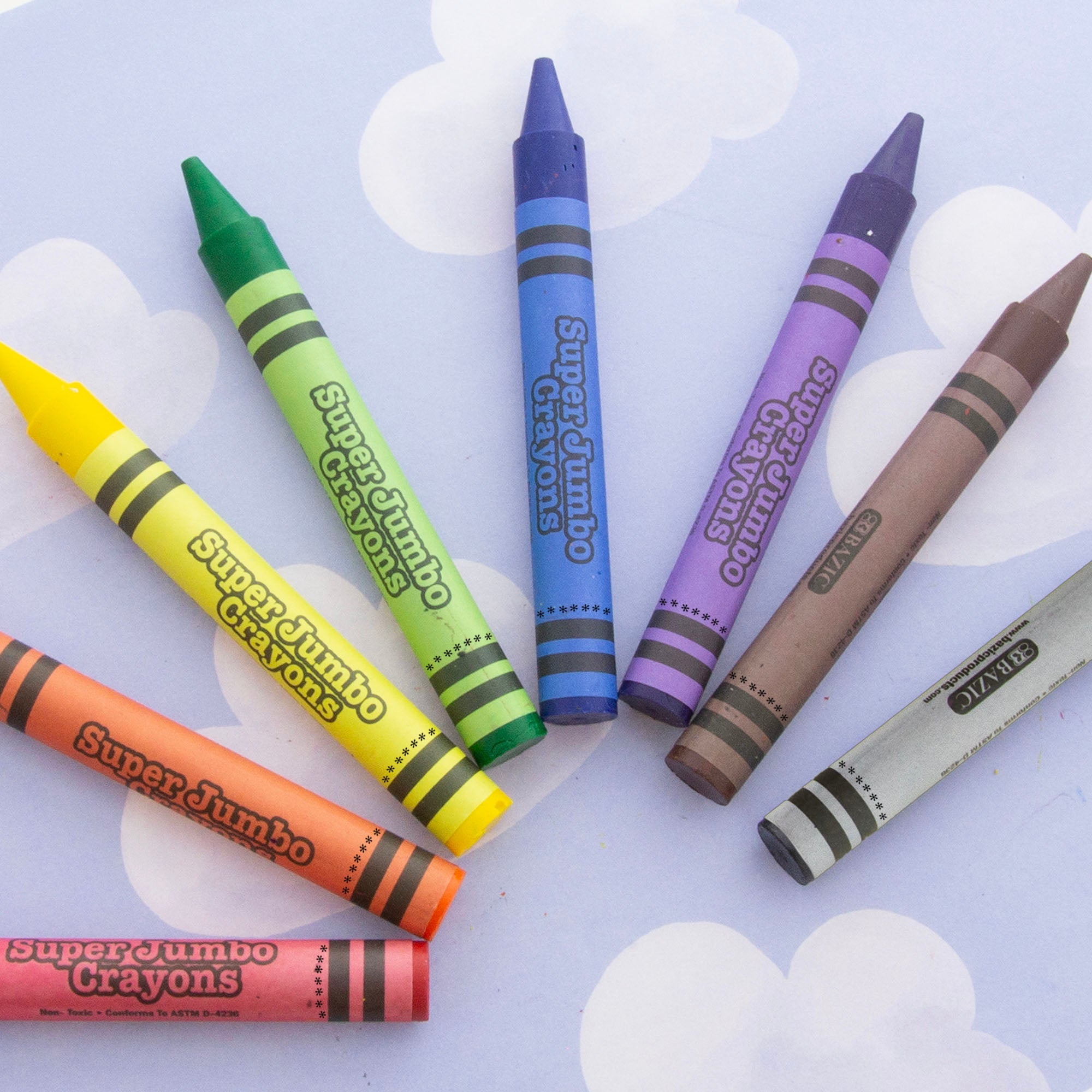 Super Jumbo Crayons, 8 Colors, Non-Toxic – BAZIC Store