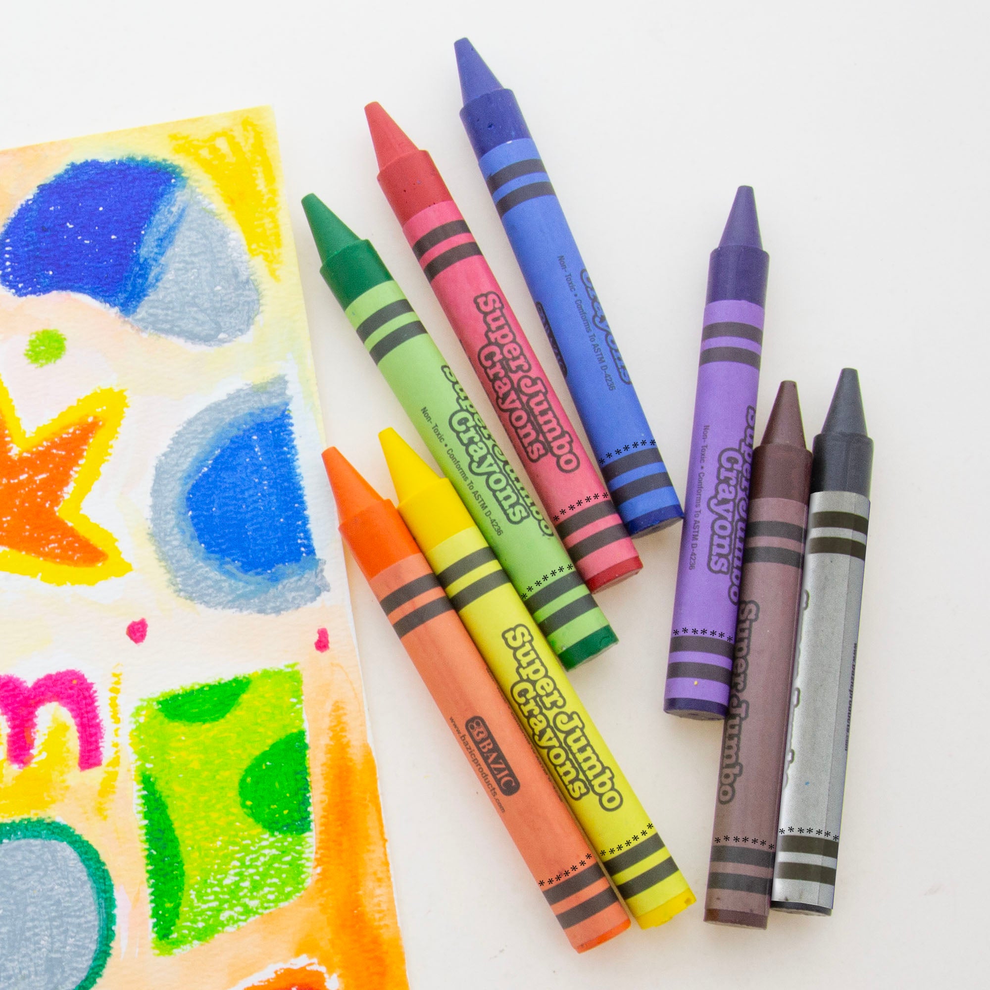 BAZIC 8 Color Premium Super Jumbo Crayons – BAZIC Store