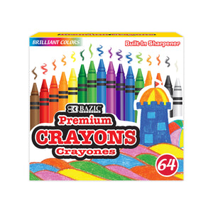 Premium Crayons 64 Color w/ Sharpener
