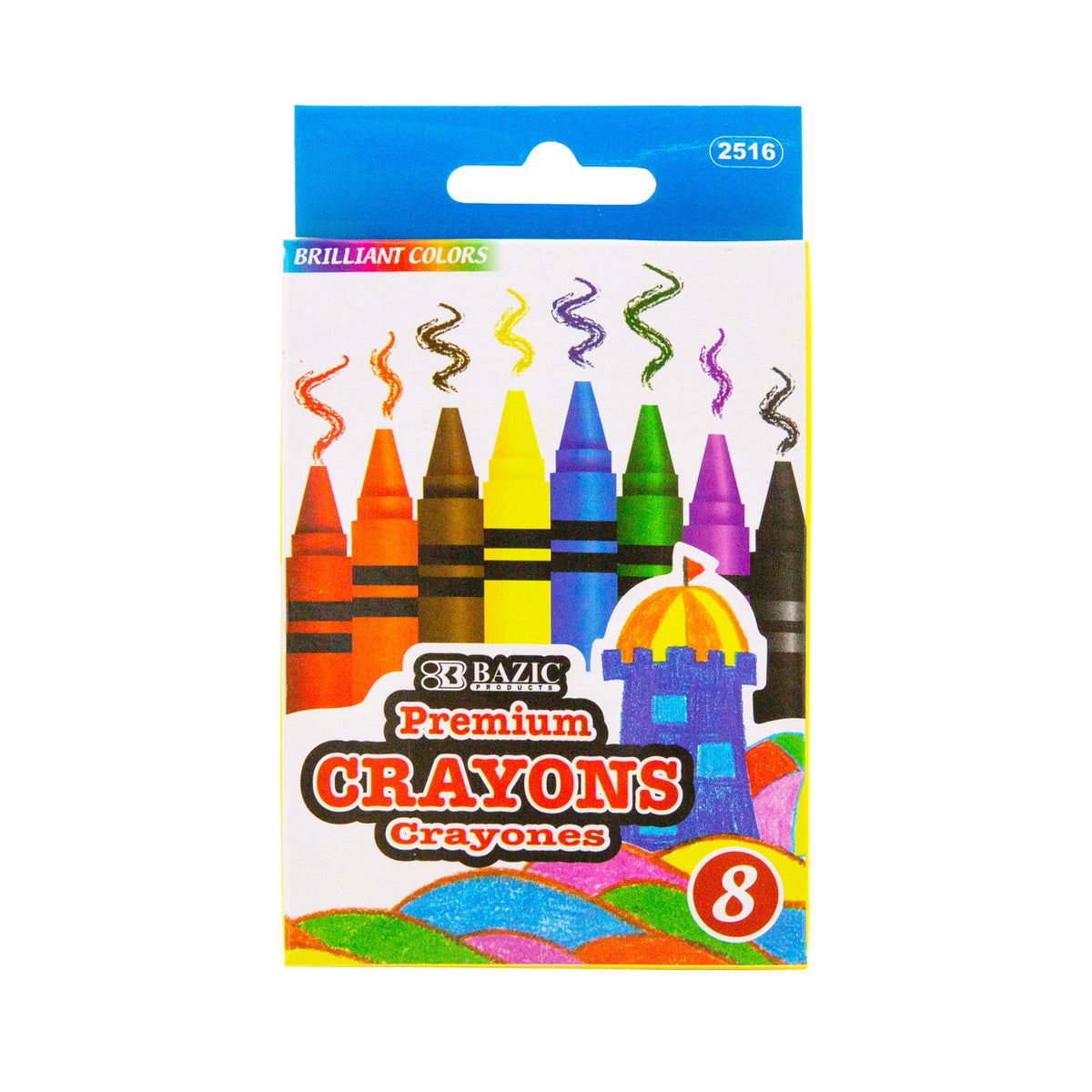 BAZIC Premium Crayons, 8 Assorted Colors, Non-Toxic